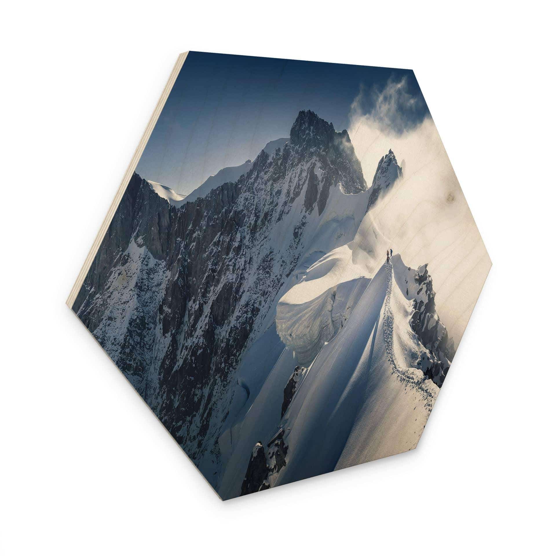 Sekskantet billede af træ på toppen af Mont Blanc - Nienartowicz