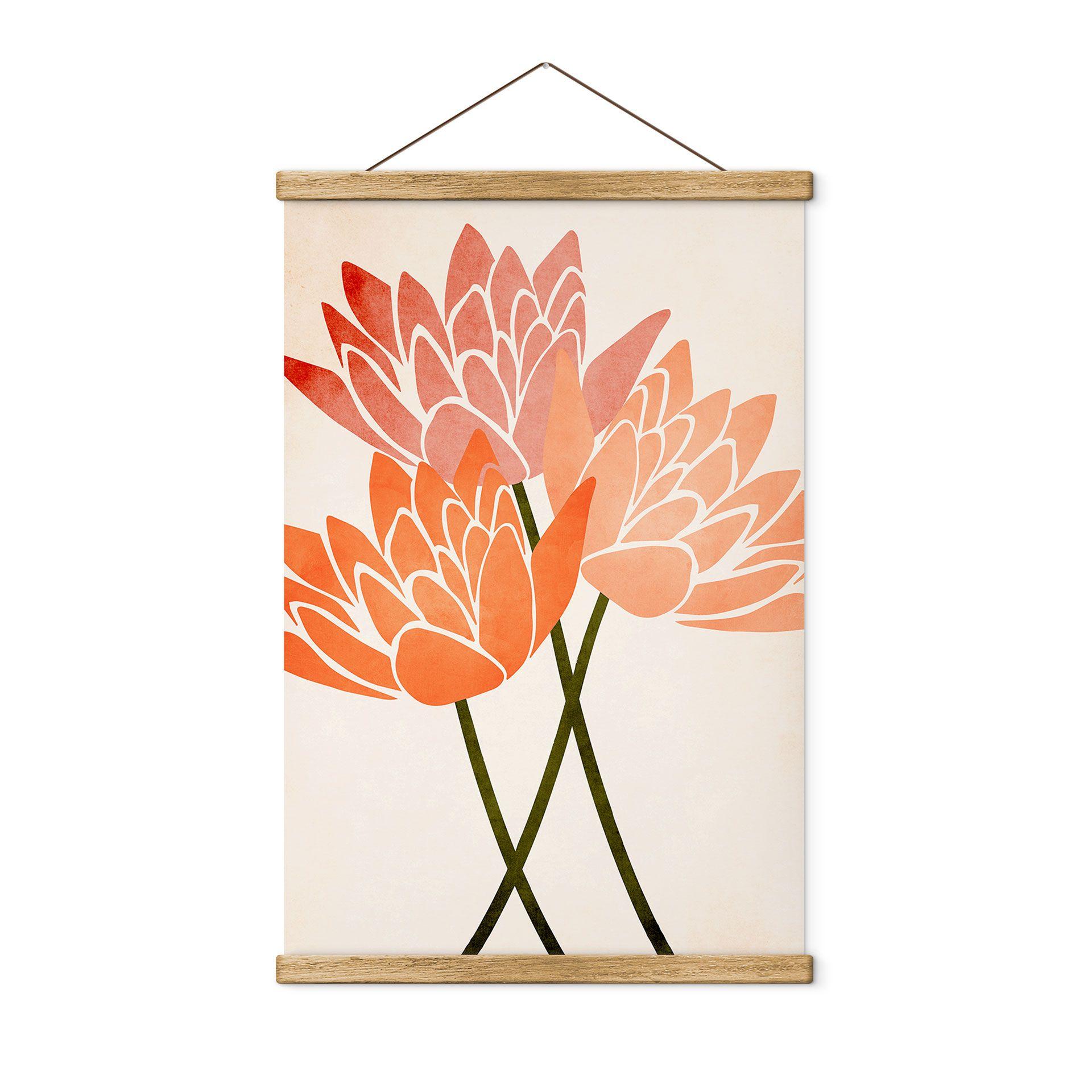 Tekstil plakat Farverige lotusblomster - Kubistika