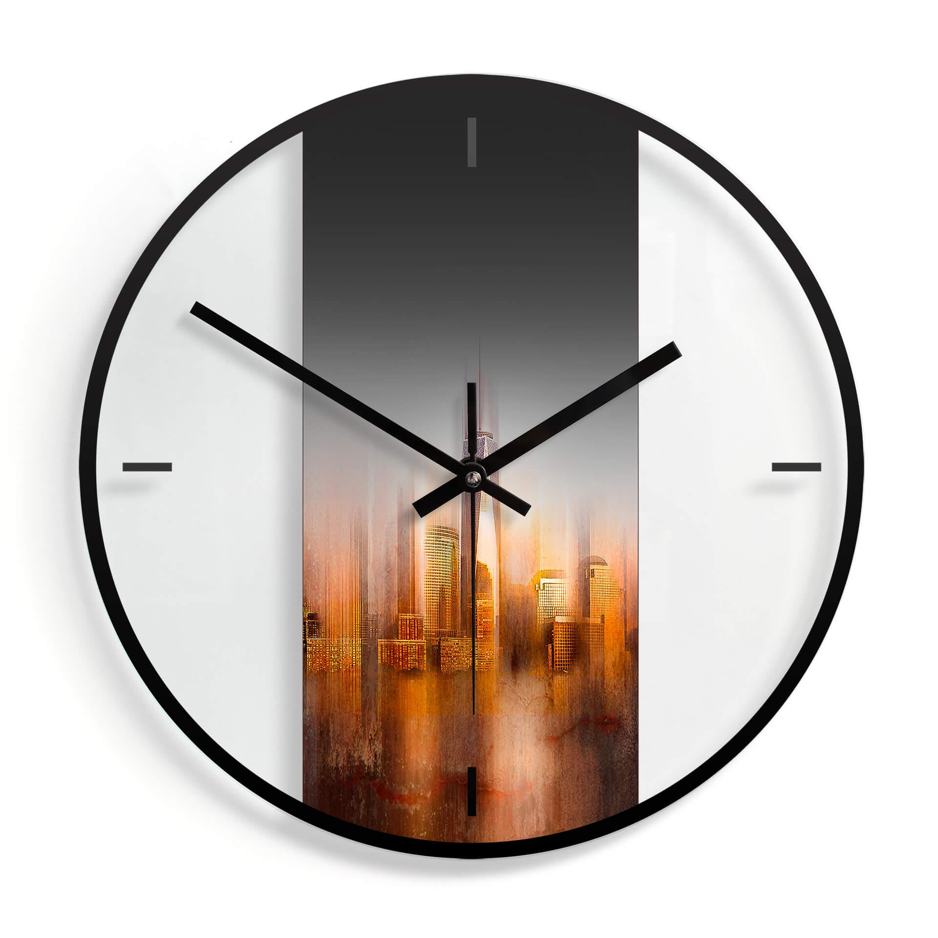 Horloge murale en verre - Chiriacò - New York au coucher du soleil