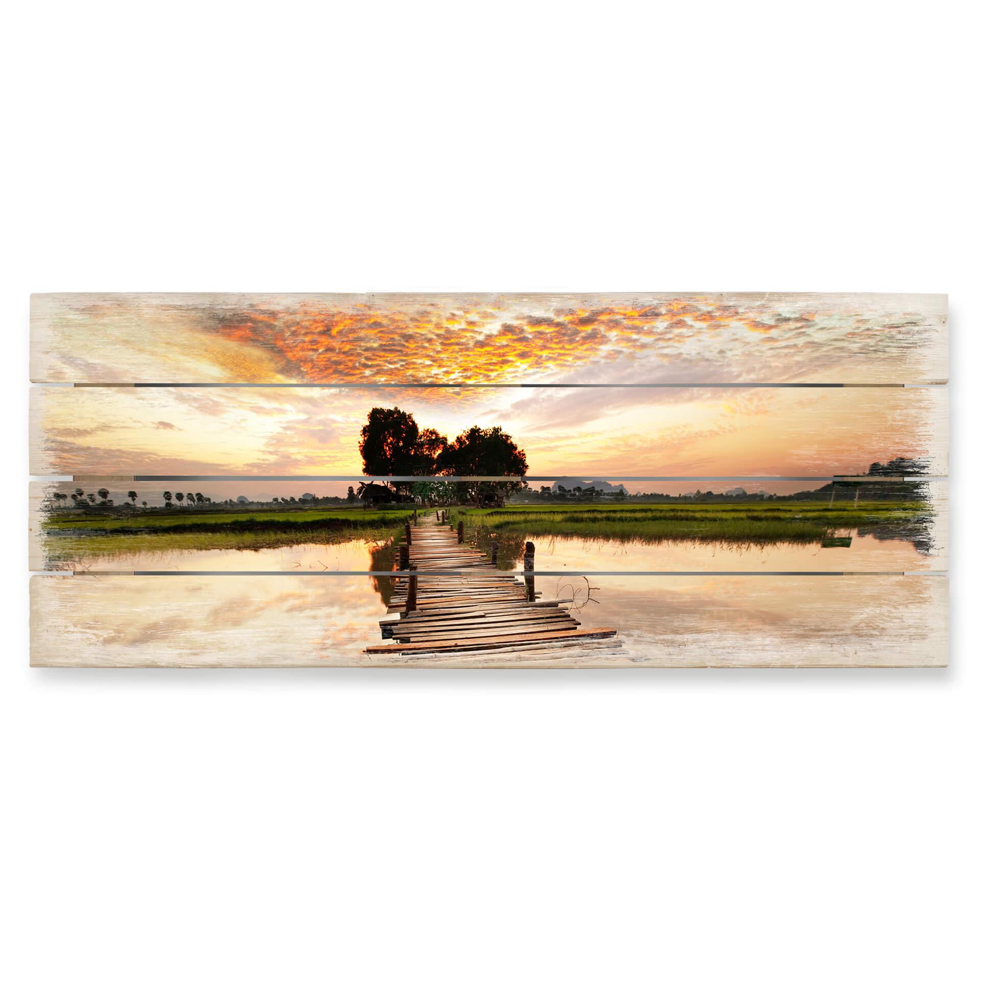 Houten Wanddecoratie Naar de Overkant - Panorama