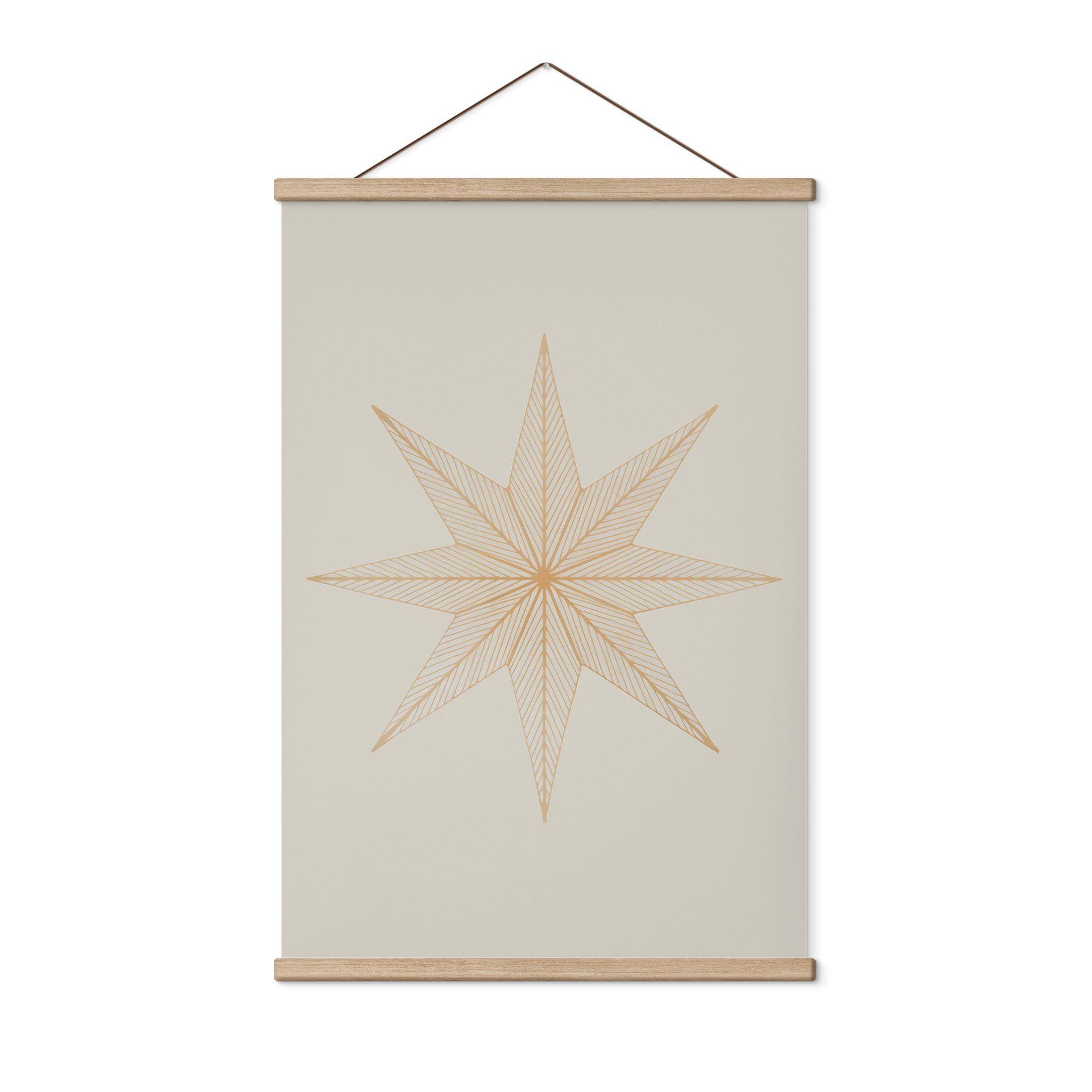 Póster de tela con estrella geométrica dorada - Magnusson
