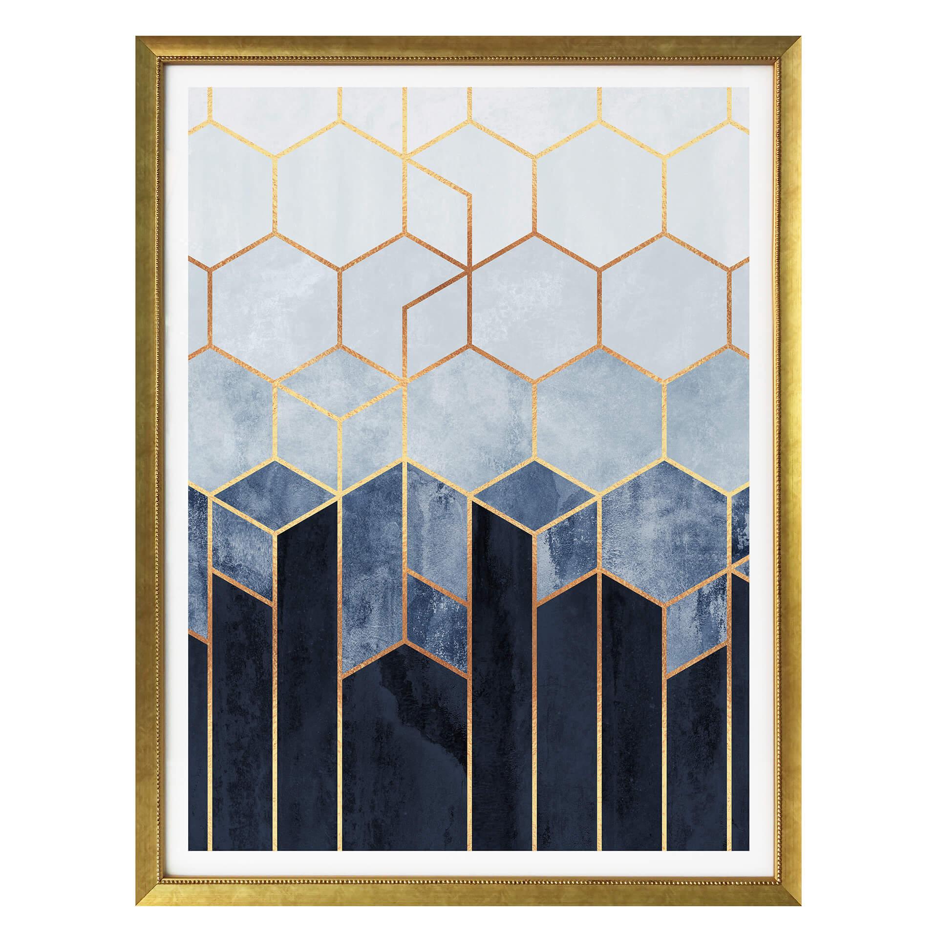 Frederiksson Plakat - Blue & White Hexagons