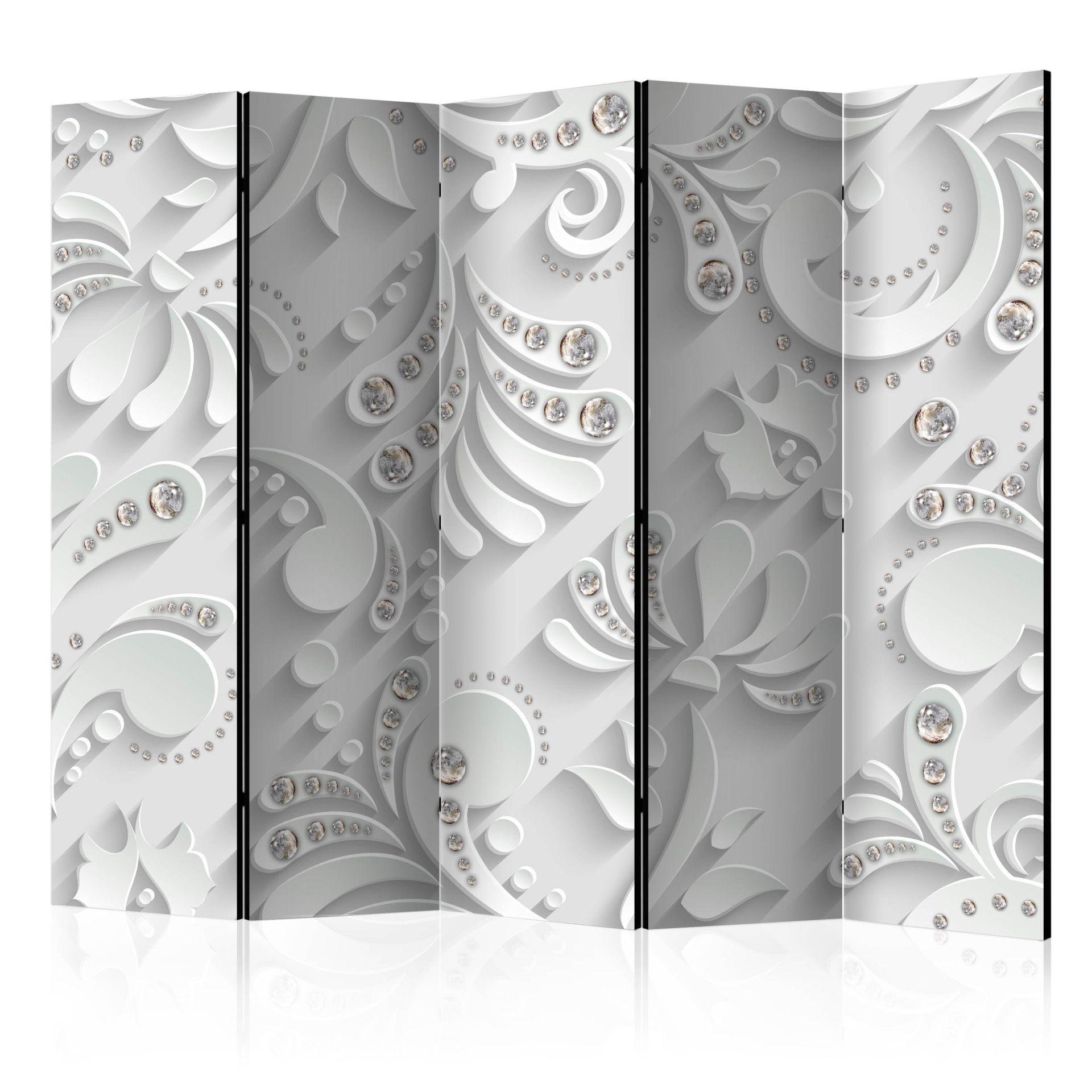 Screen room divider - Blomster i krystaller , 5-delt - 225x172 cm