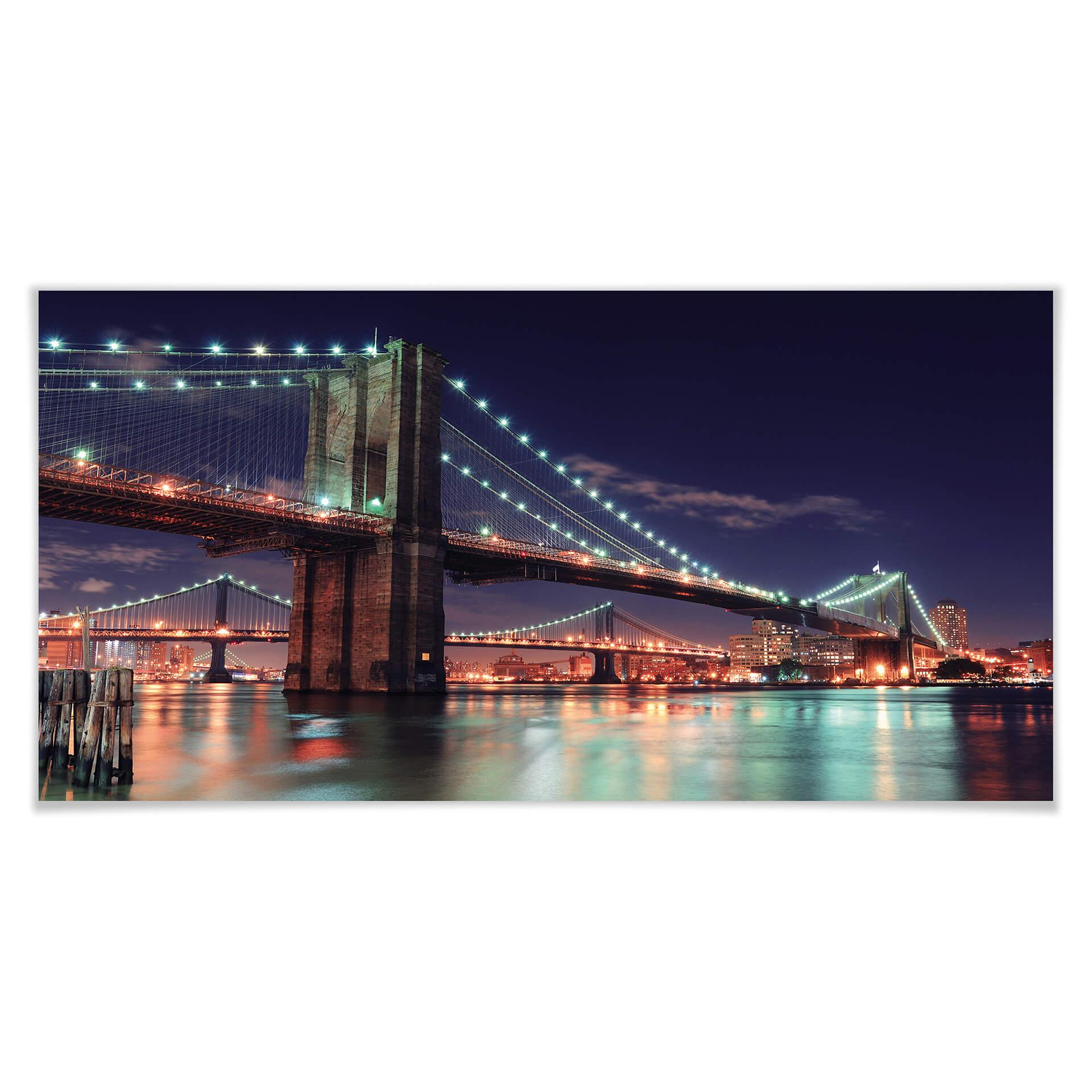 Póster Puente de Manhattan de noche 2