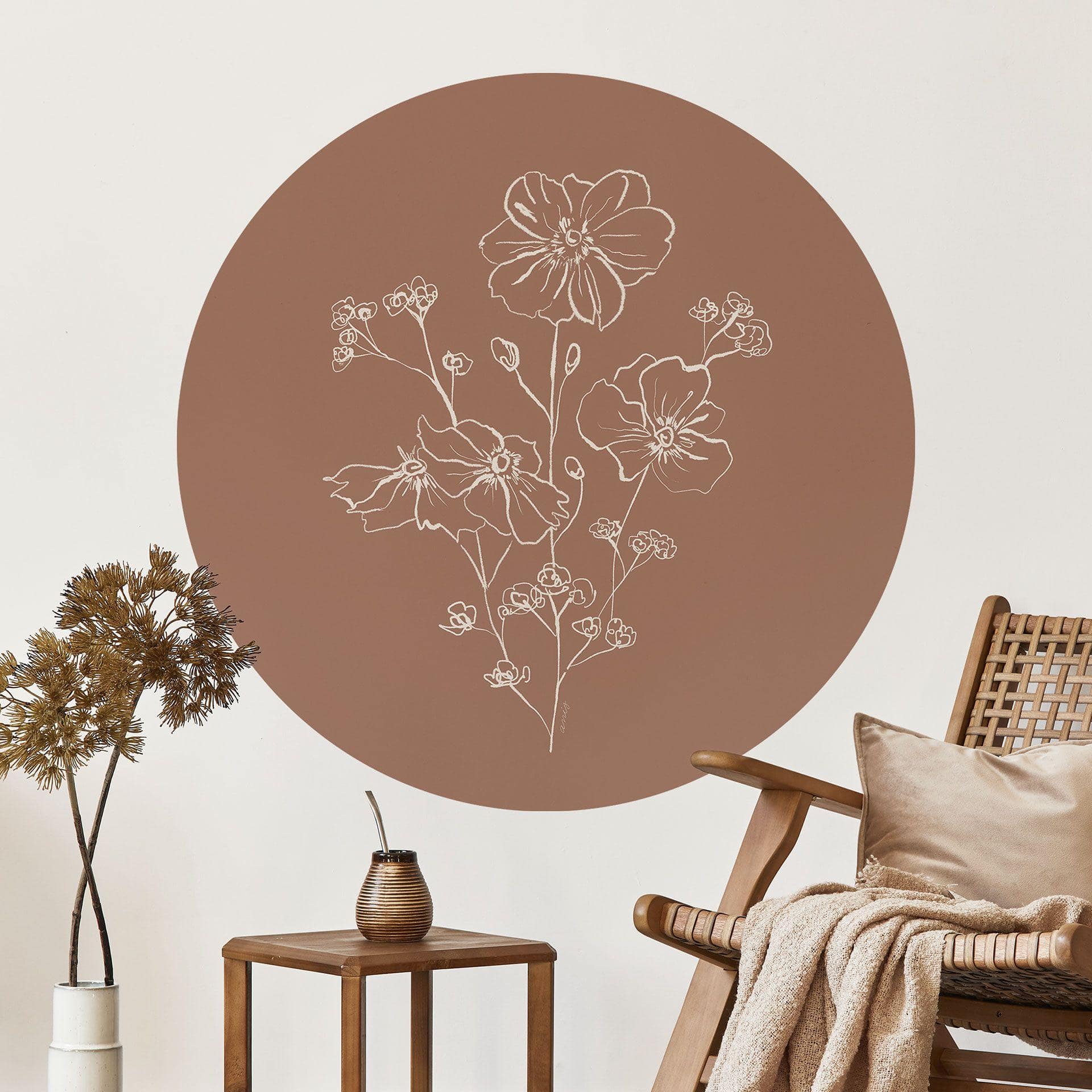 Vinilo decorativo Wild Rose Bouquet Mocha Mousse - Ilustración de anís - Redondo