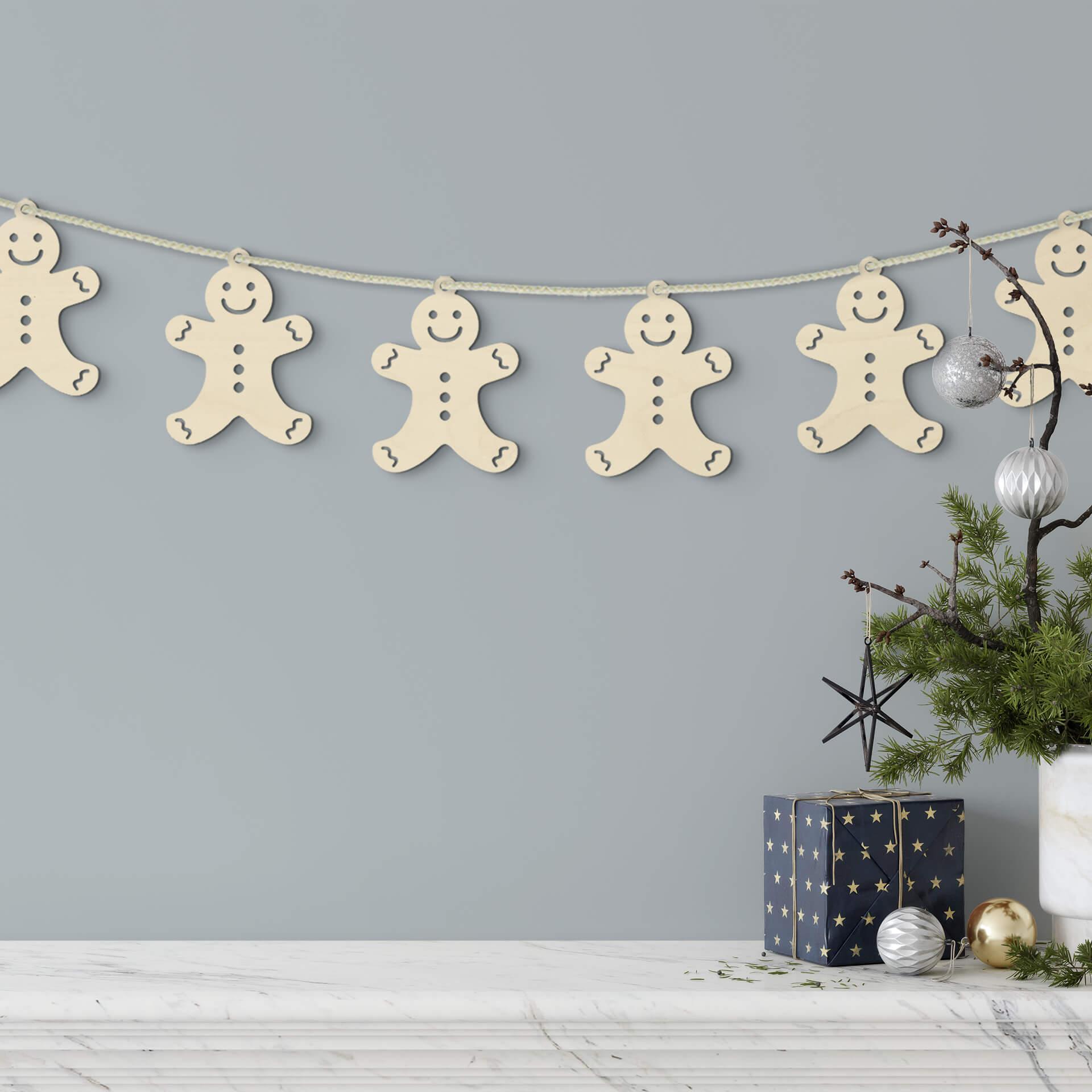Decoración en madera de Navidad - Hombre de pan de jengibre madera de álamo (10 piezas) - 8x10 cm c/