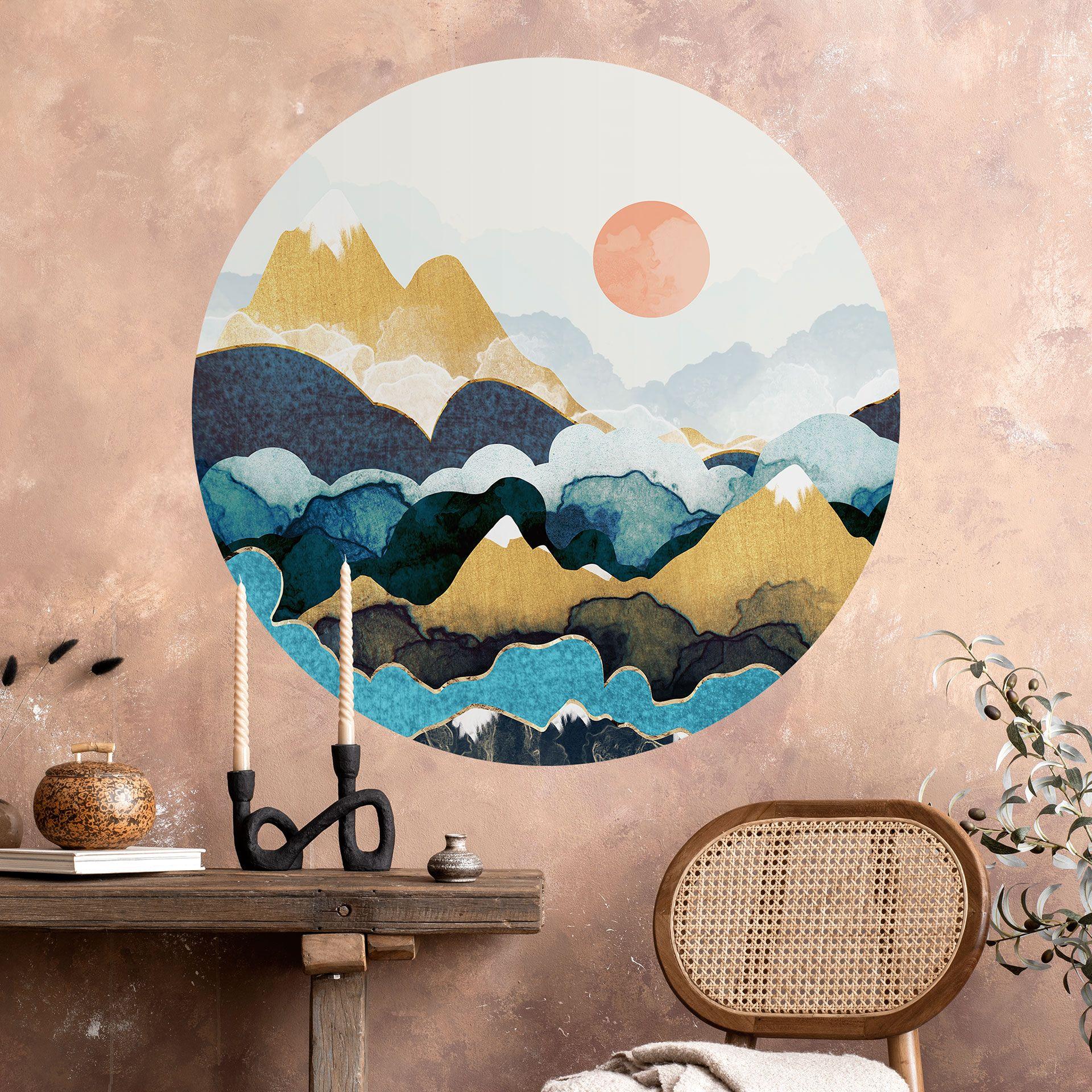 Wallsticker bjergtop over skyerne - SpaceFrog Designs - Rund