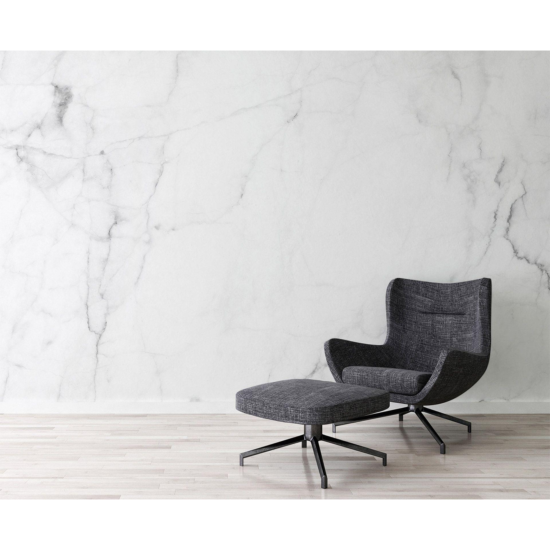 fototapet Designwalls non-woven tapet hvid marmor stenoptik sort og hvid i hvid og grå