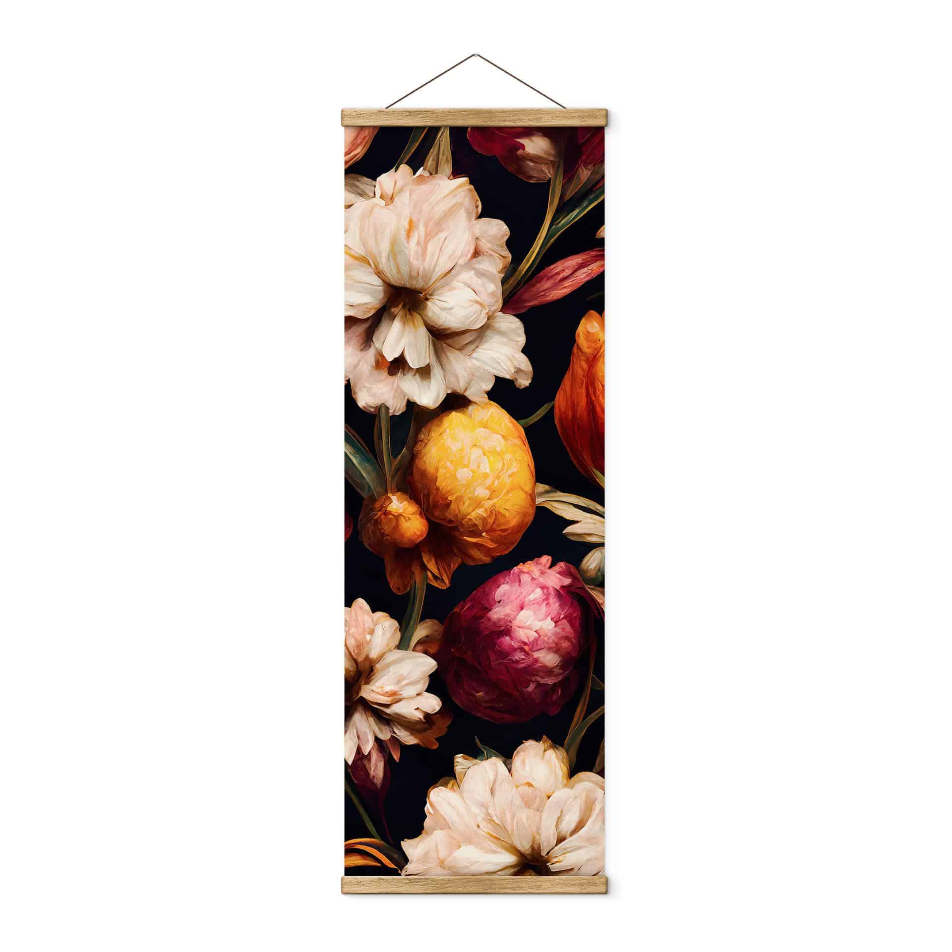 Póster de tela Flores - cálices en ocre y rosa - Panorama - Treechild