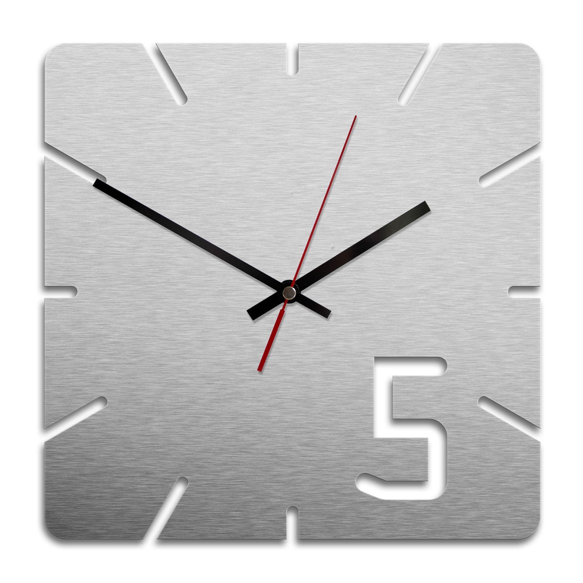 Horloge murale en Alu-Dibond - Argenté - Cinq 