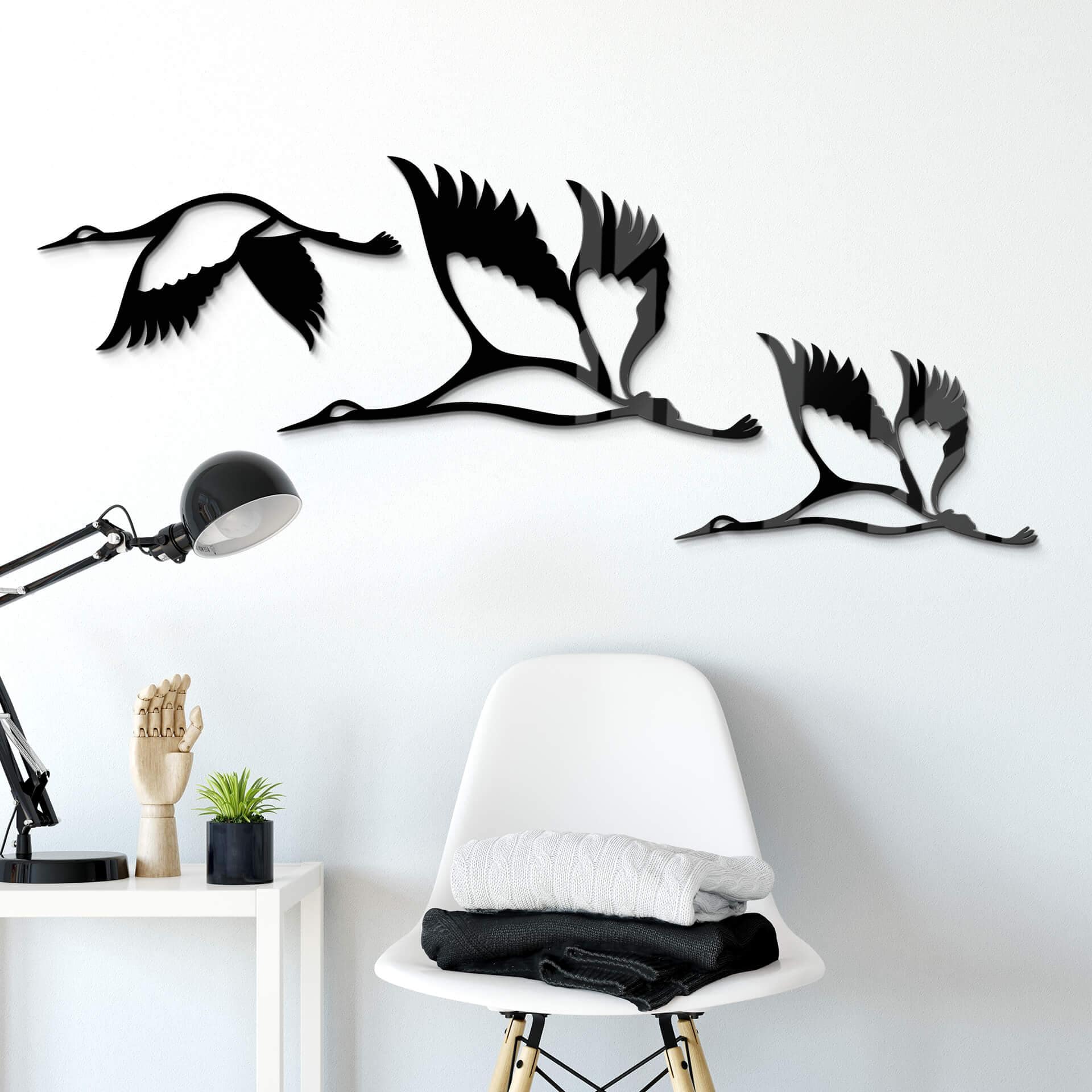 Decoración acrílica grullas - Bandada de pájaros 02