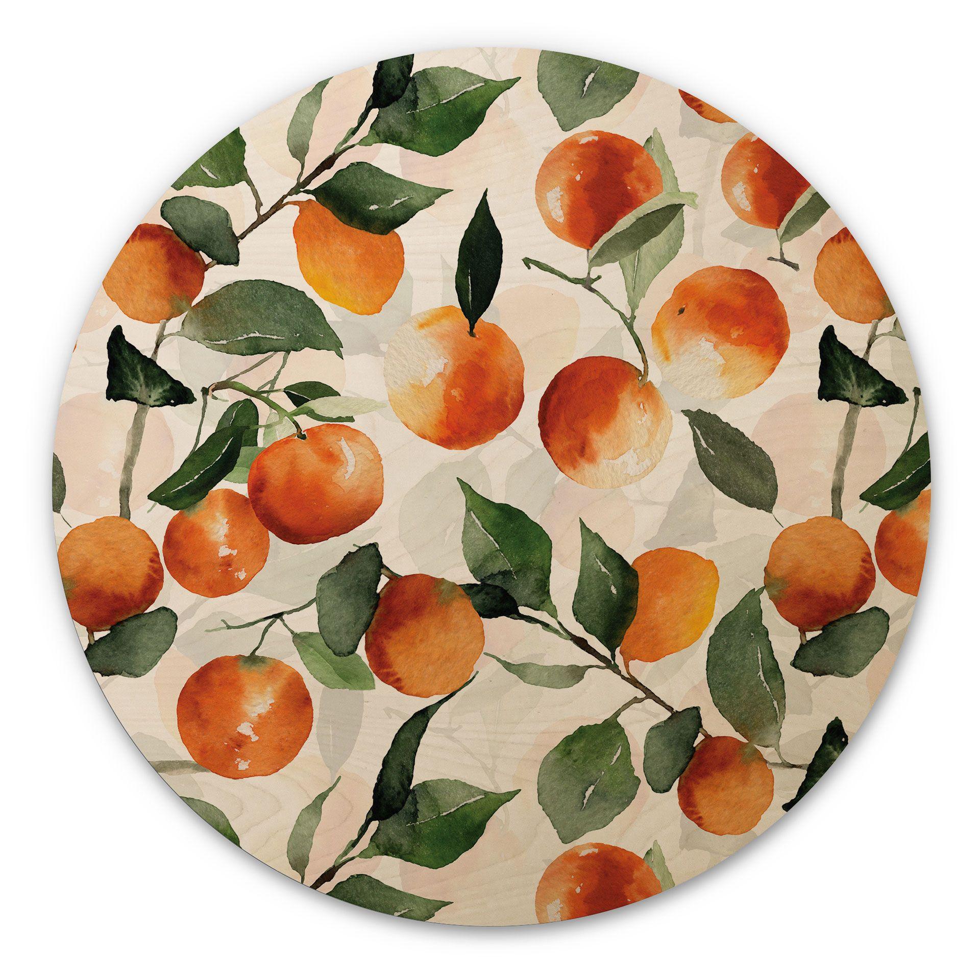 Cuadro de madera Mandarinas afrutadas - Diseños ONU - Redondo