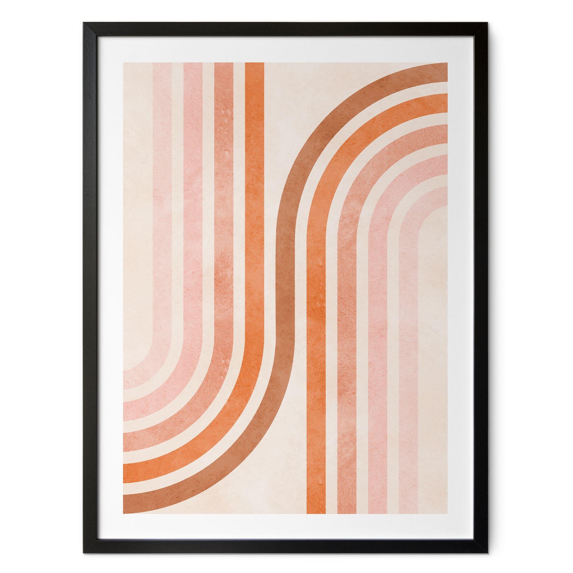 Póster Geometría fluida en look retro | Líneas abstractas - Costa