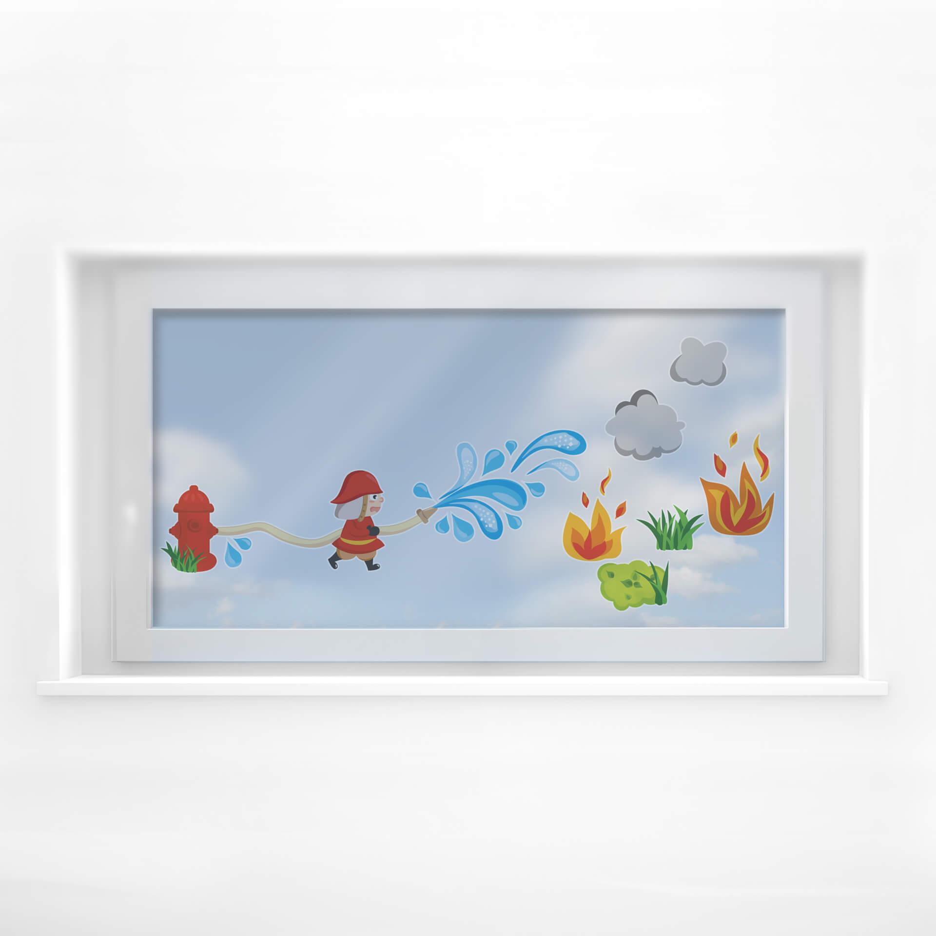 Cuadro de ventana de bombero valiente
