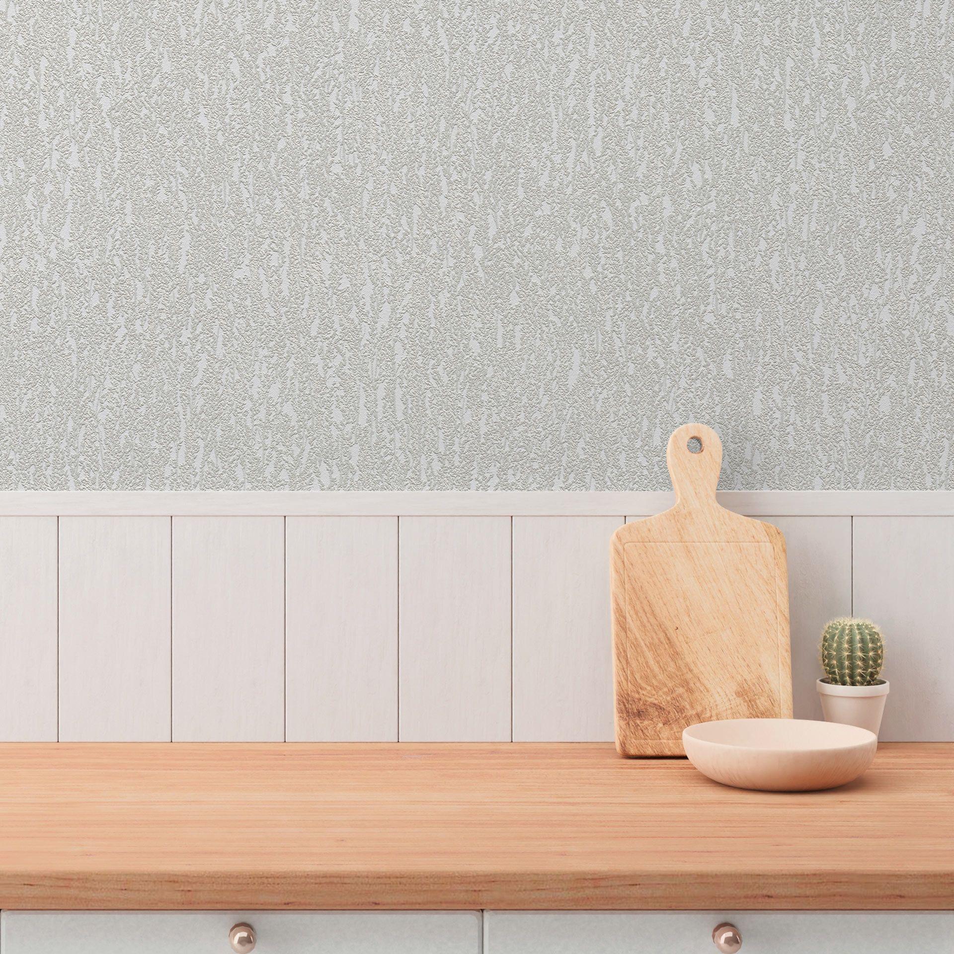 Papel pintado no tejido mate con textura fina - Papel pintado texturizado con aspecto de yeso gris
