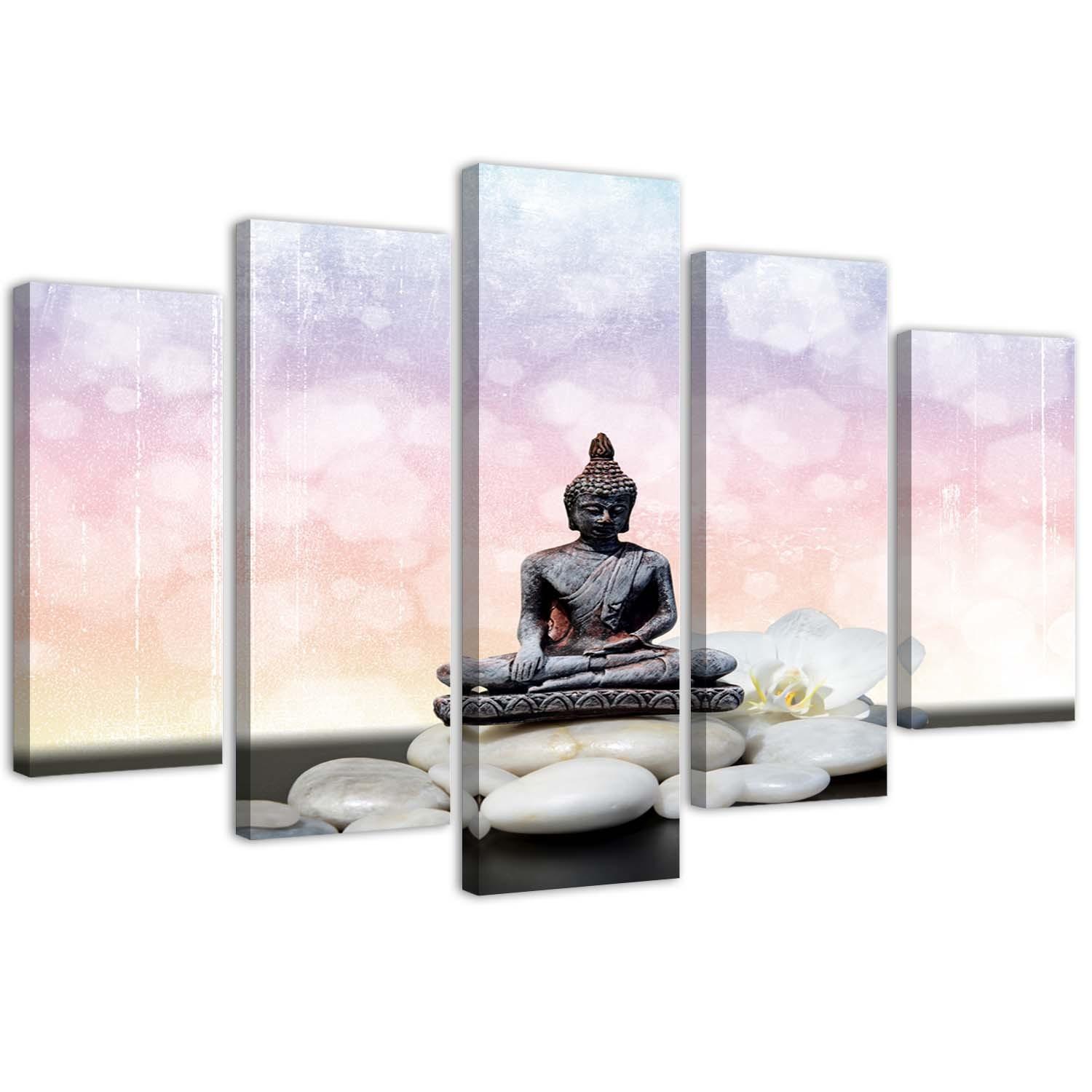5 stykke lærredstryk, Zen Buddha sten