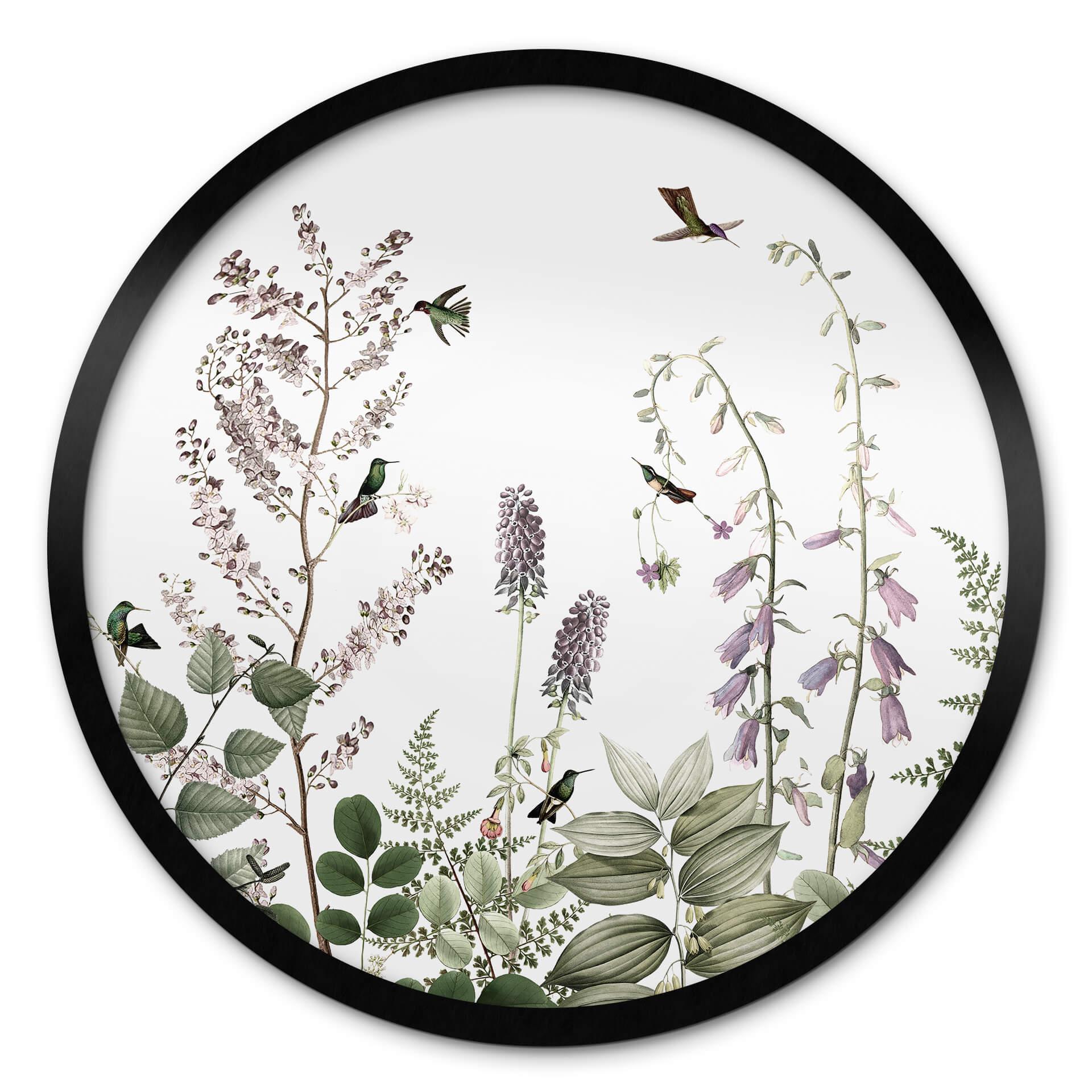 Póster Sir Edward - Colibríes en el jardín - Redondo
