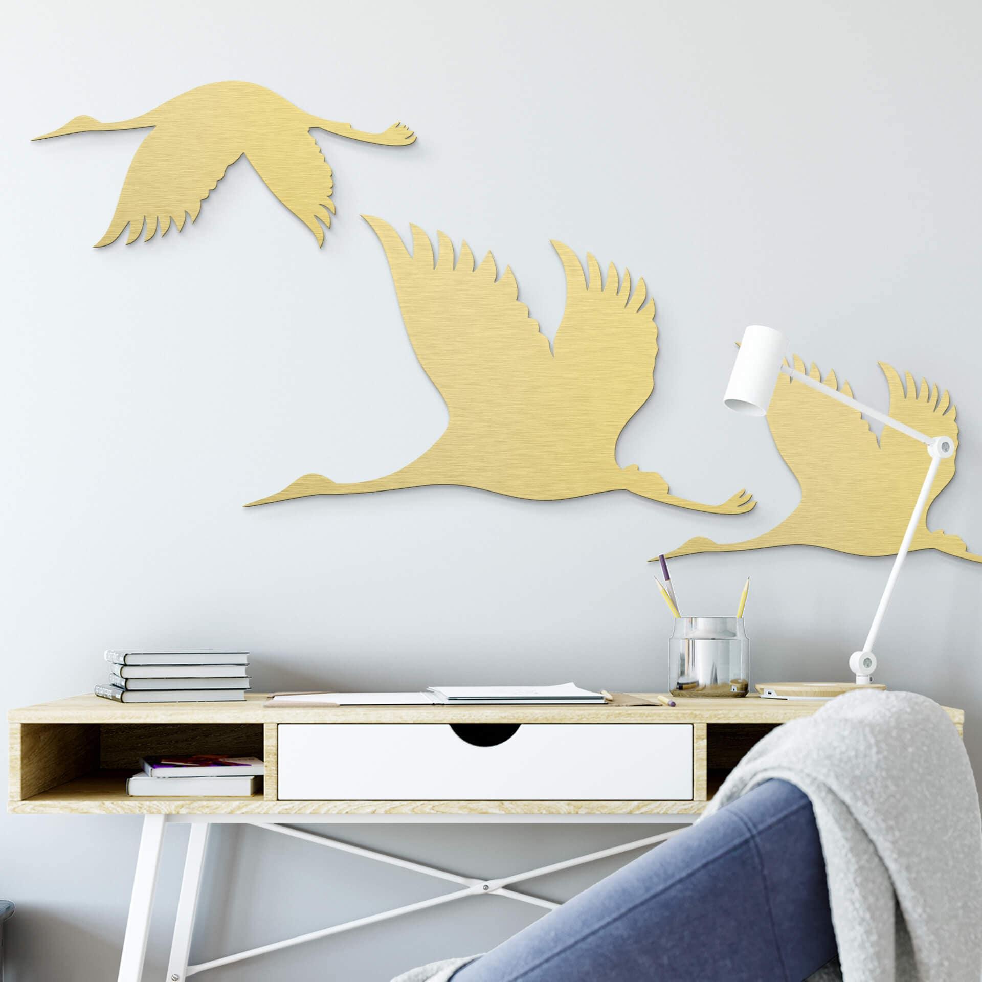 Alu-Dibond goud effect - Kraanvogels