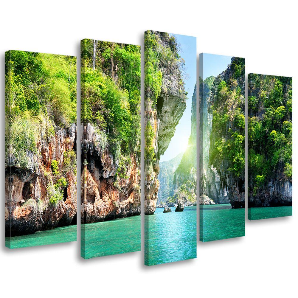 5 stykke lærredstryk Tropical Beach Maldiverne