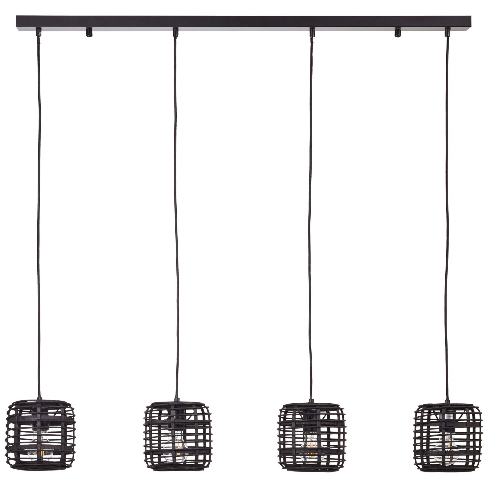 Pendelleuchte Elma, schwarz, 110 x 106 cm, Bambus Pendellampe