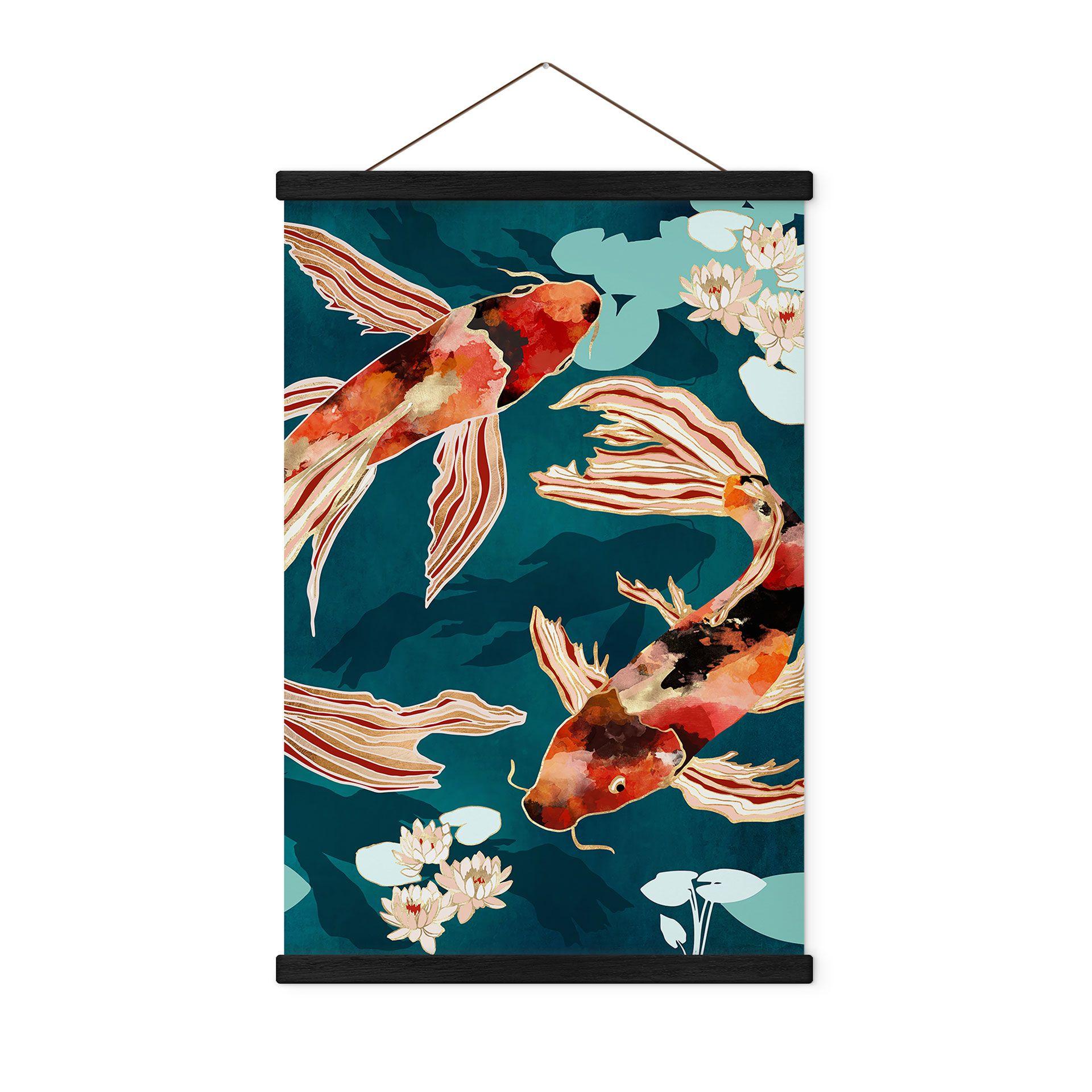Póster de tela Dos carpas koi en un estanque - SpaceFrog Designs