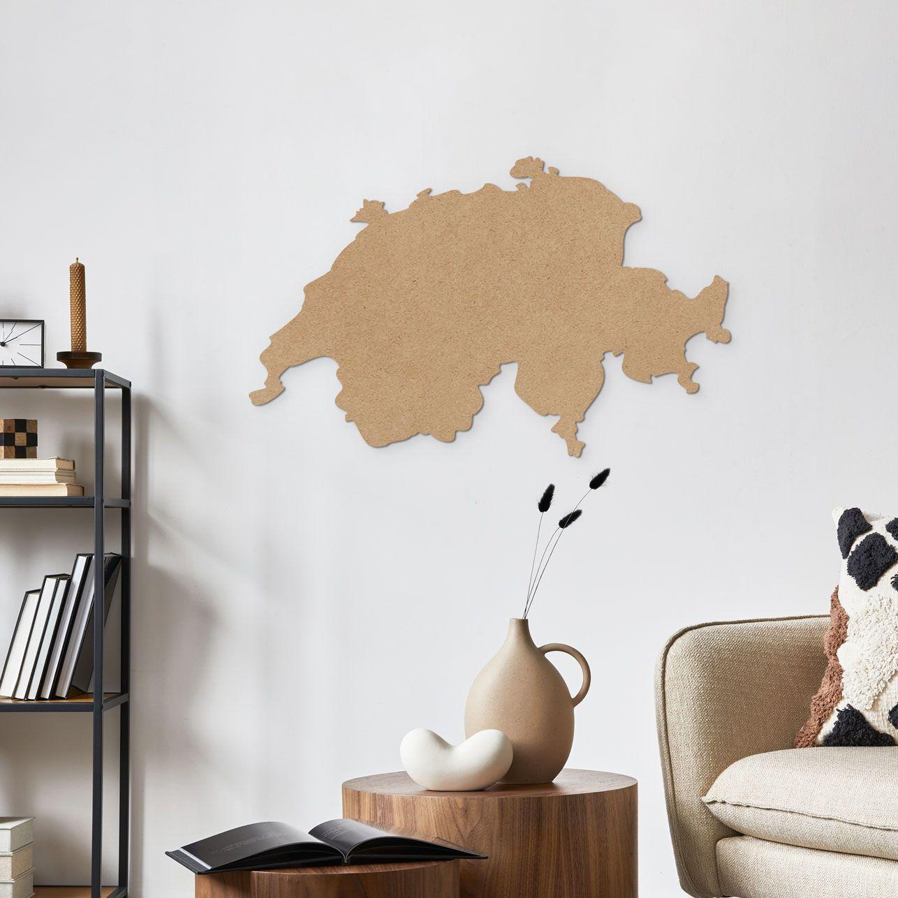 Decoración en madera MDF mapa Suiza - naturaleza