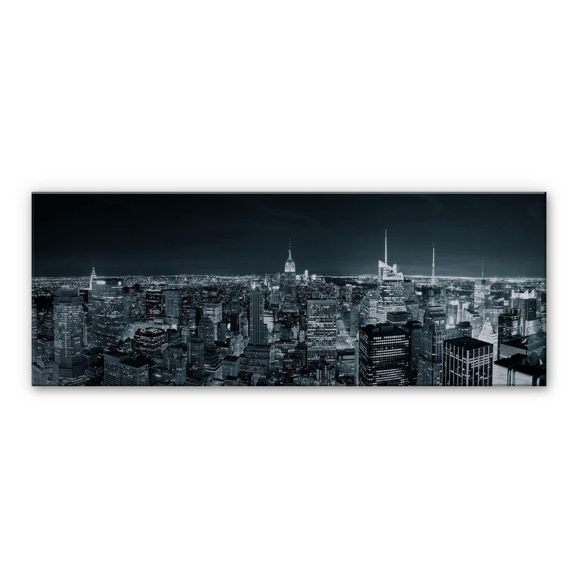 New York om natten 2 - Panorama – print på aluminium (Alu-Dibond)