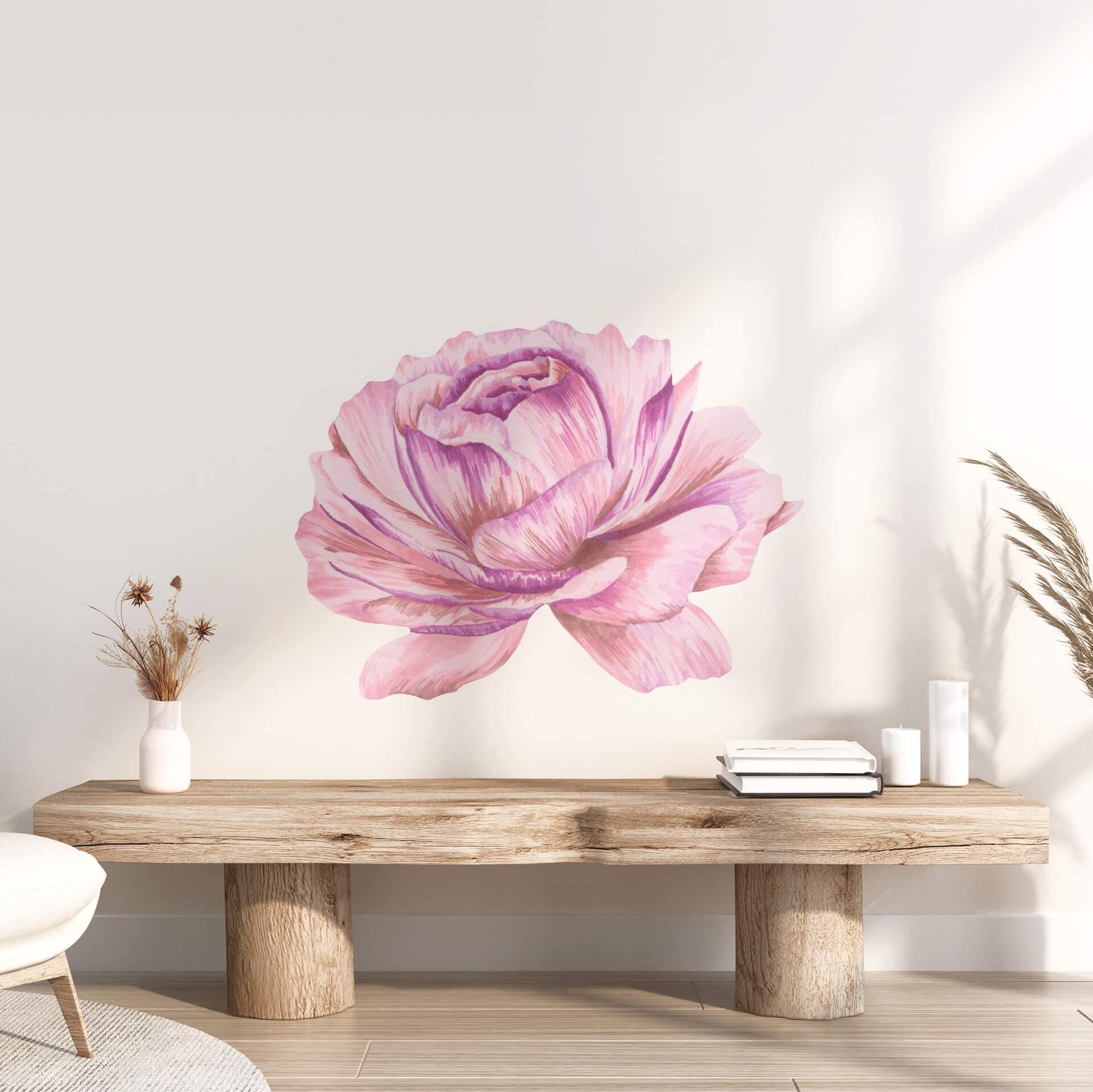 Sticker mural pivoine rose