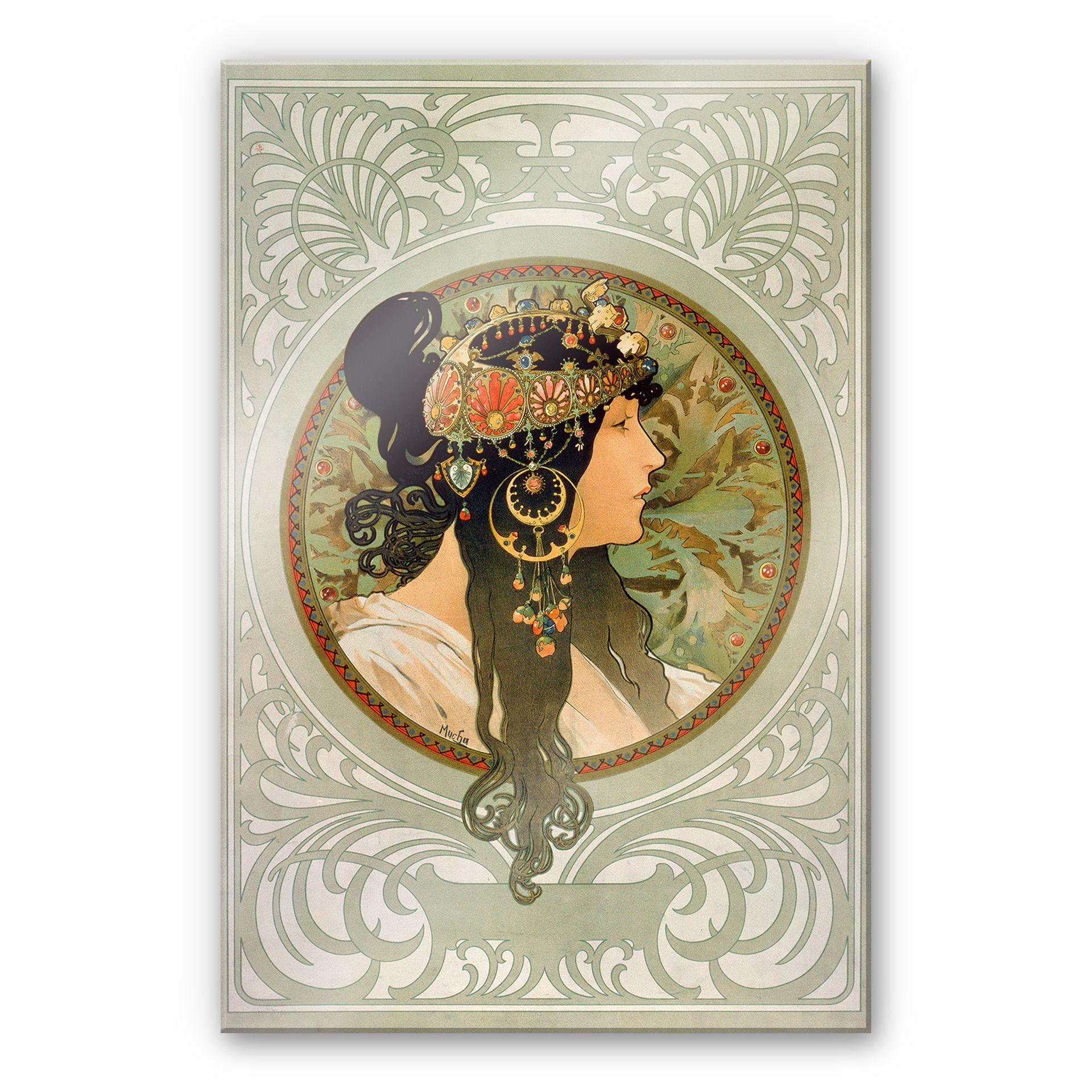 Akrylbillede Mucha - Brunetten