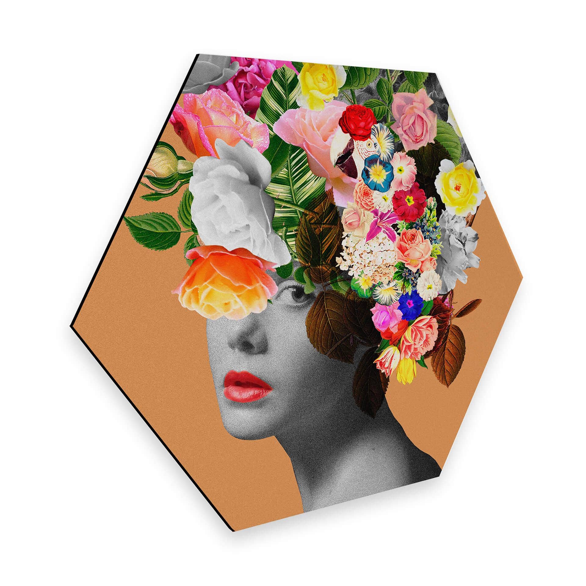 Hexagone - Alu-Dibond Frida Floral Studio - Orange Lady