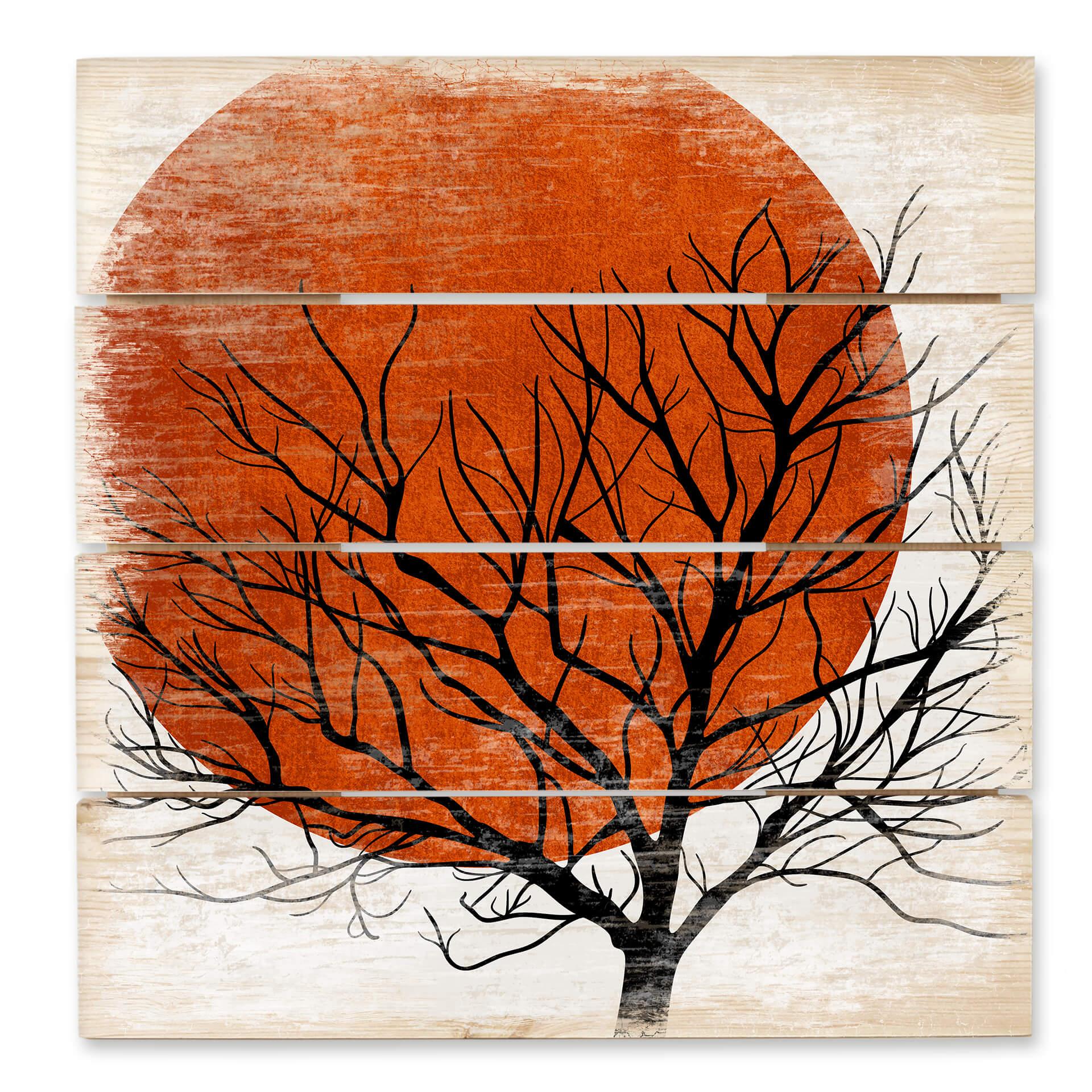 Cuadro de madera Kubistika - Cálida puesta de sol - 40x41,5 cm