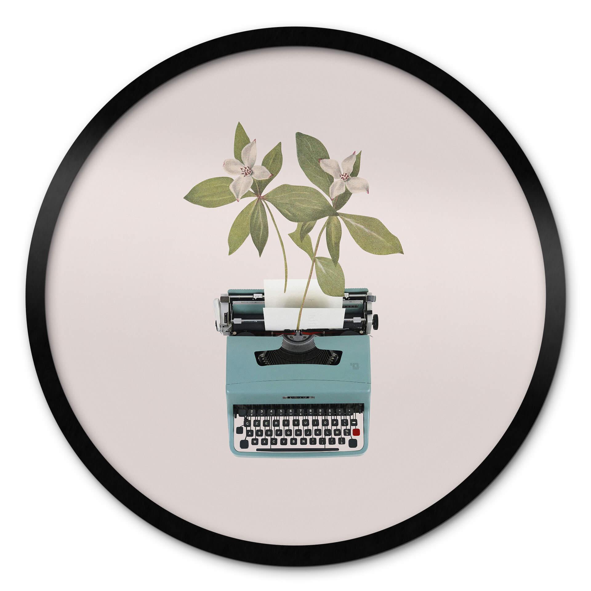 Póster Frida Floral Studio - Máquina de escribir botánica - Redondo
