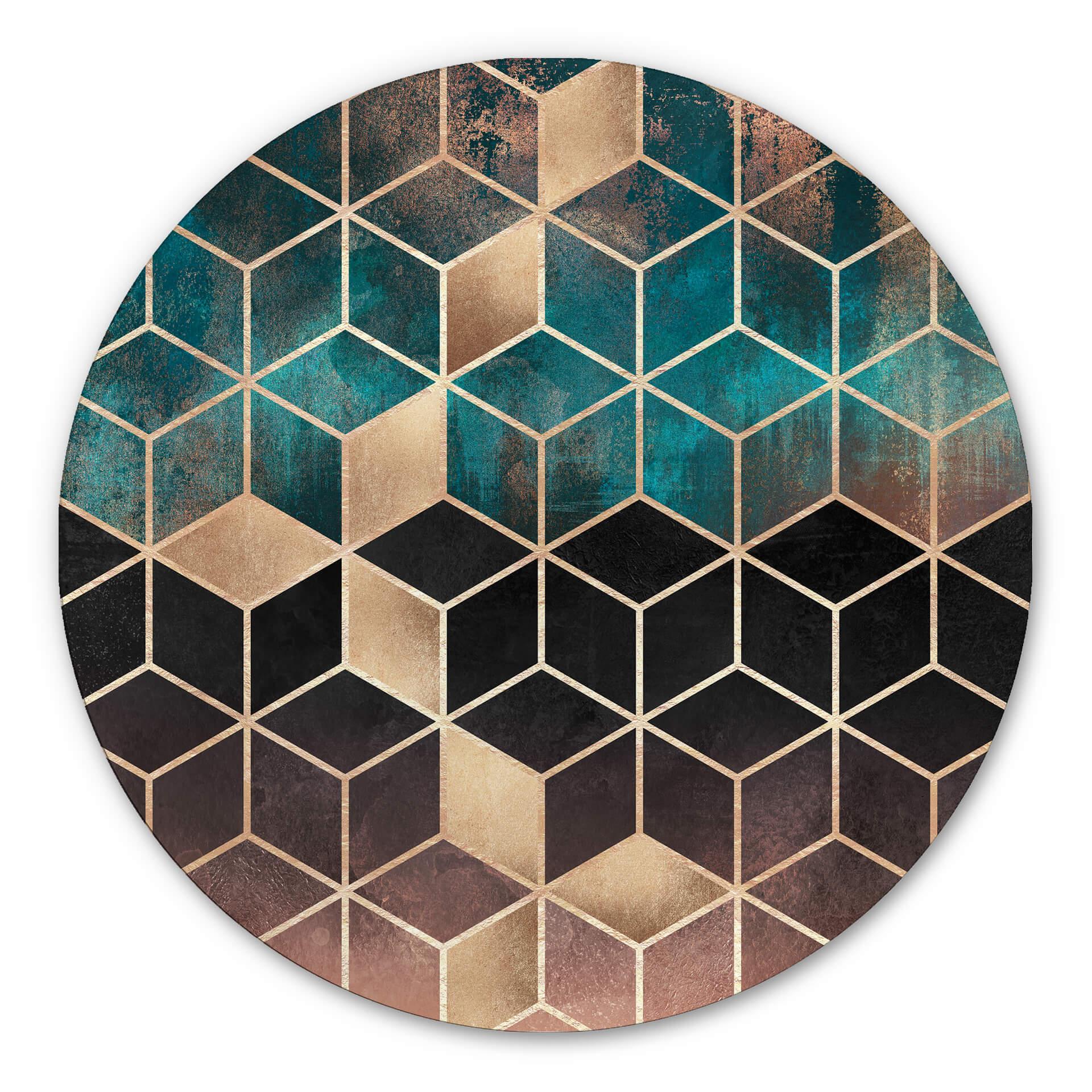 Wandcirkel Fredriksson - Gold Green Geometry