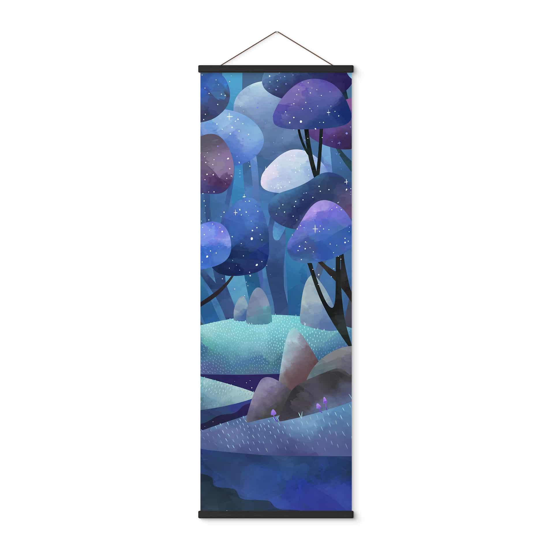 Póster de tela Bosque encantado en azul noche - DigitalArtsi - Panorama