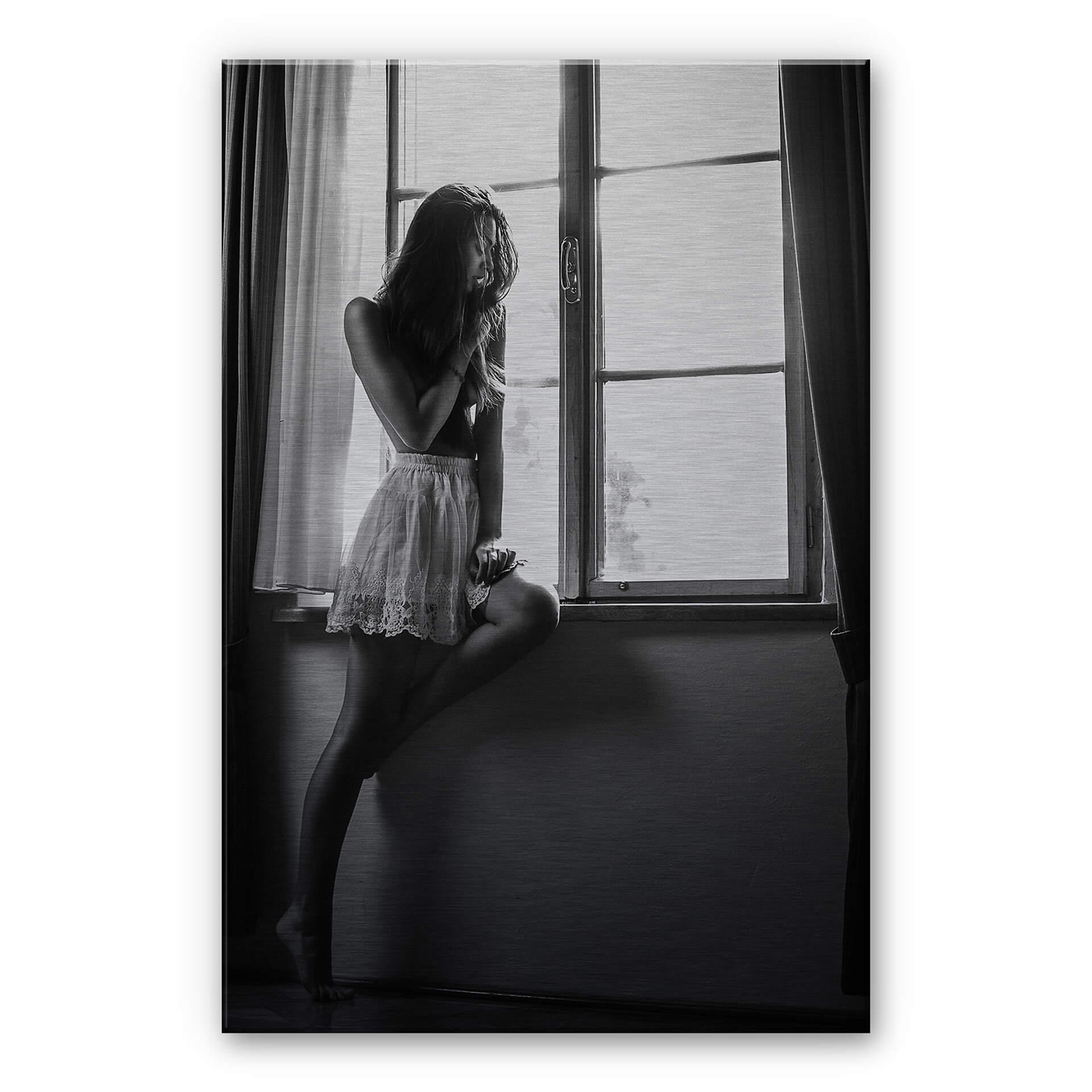 Alu-Dibond Zilver - Krystynek - Girl in the Window