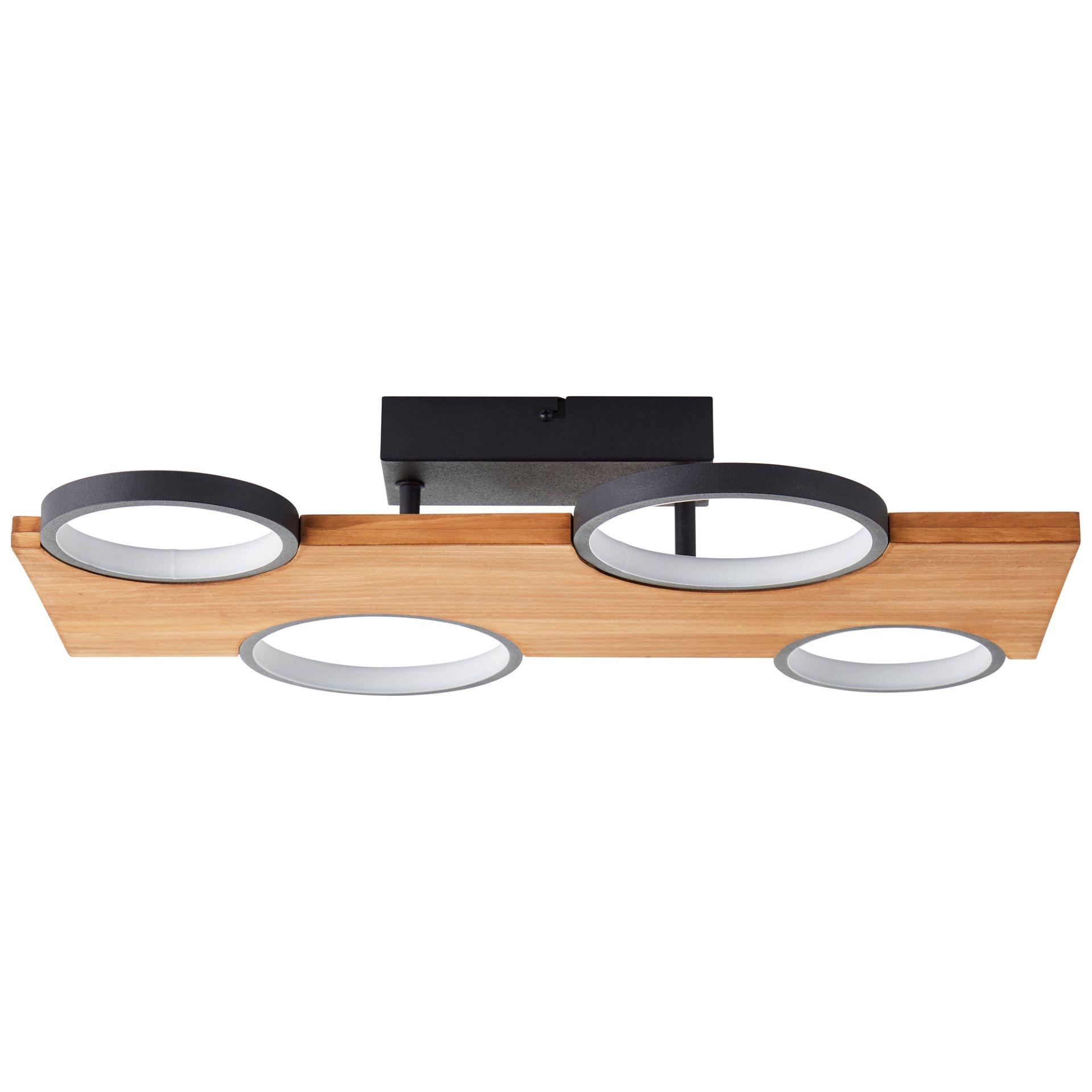 Deckenleuchte Elena, braun, 55 x 34,6 cm, Holz LED-Deckenleuchte, dimmbar
