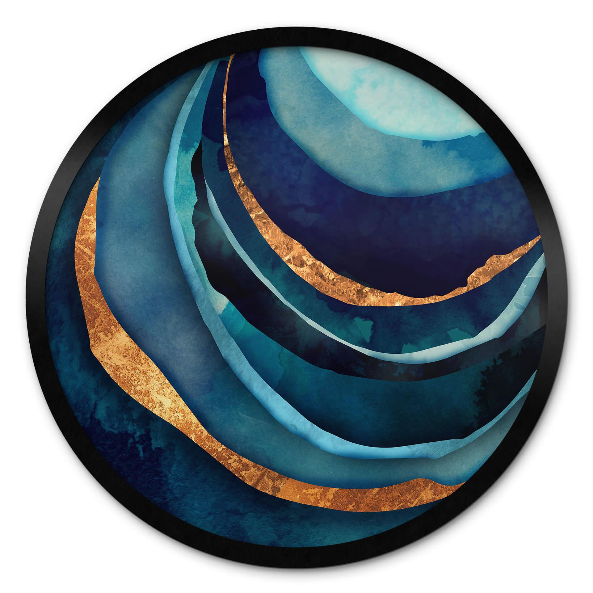 Póster SpaceFrog Designs - Azul y dorado - Redondo
