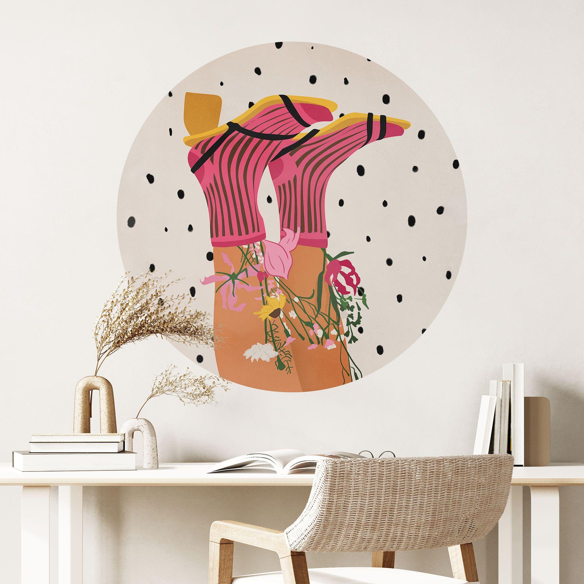Vinilo decorativo "sock love meets flower power" - Mokate - Redondo