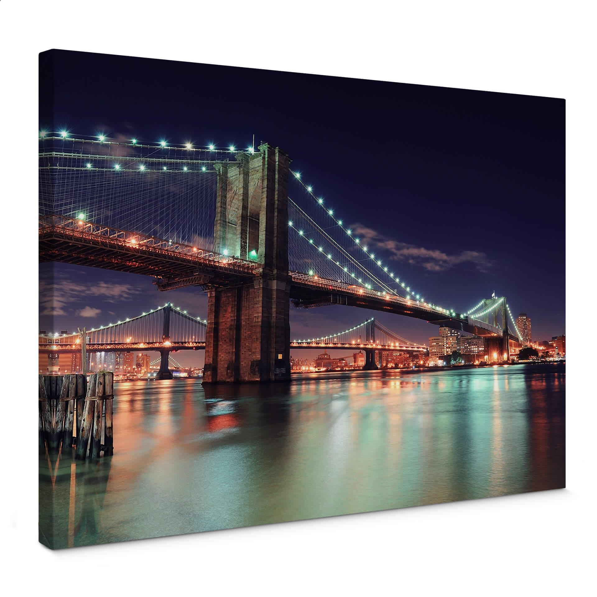 Lienzo Puente de Manhattan de noche 2