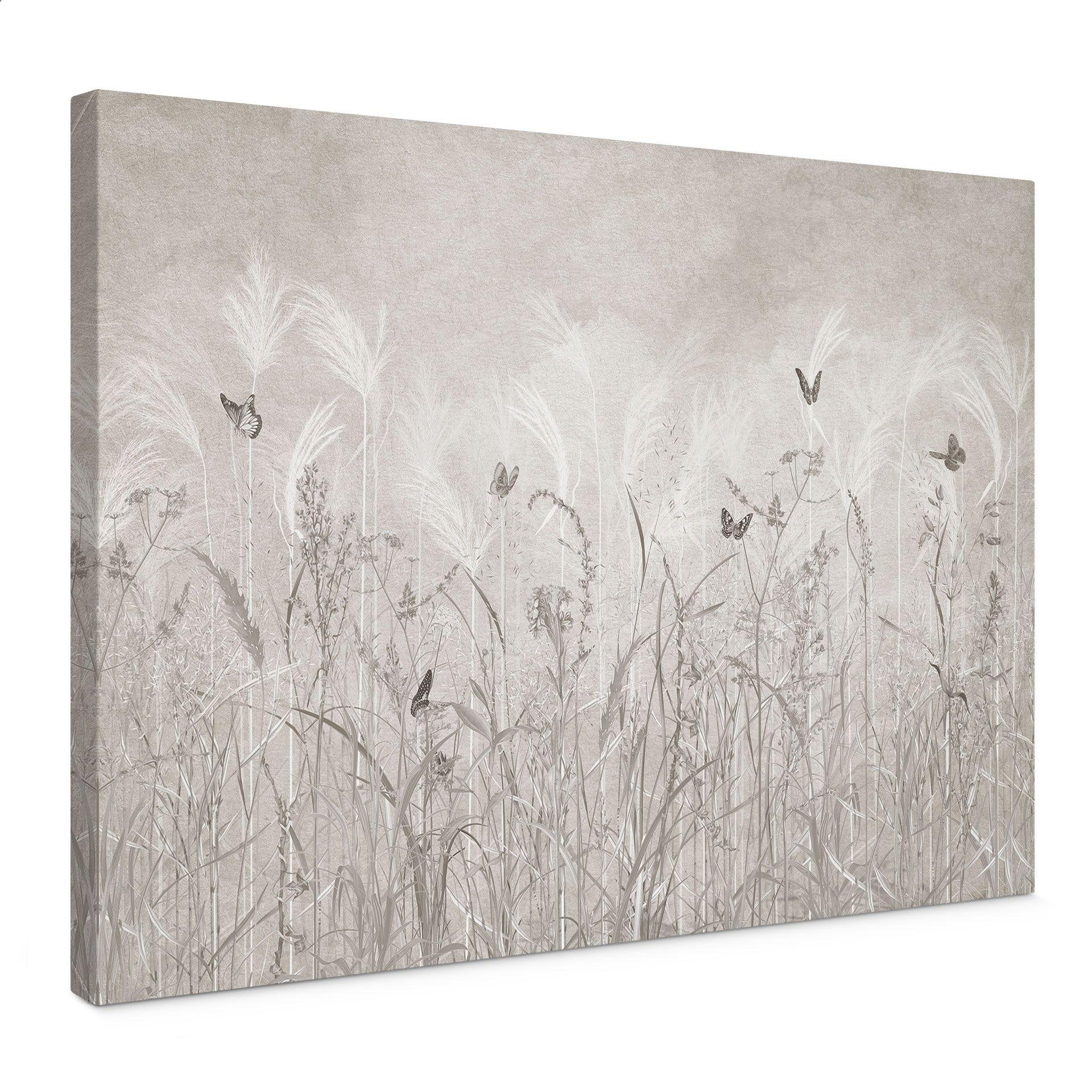 Canvas schilderij wilde bloemenweide met vlinders in Scandinavisch design - Ms Tiff
