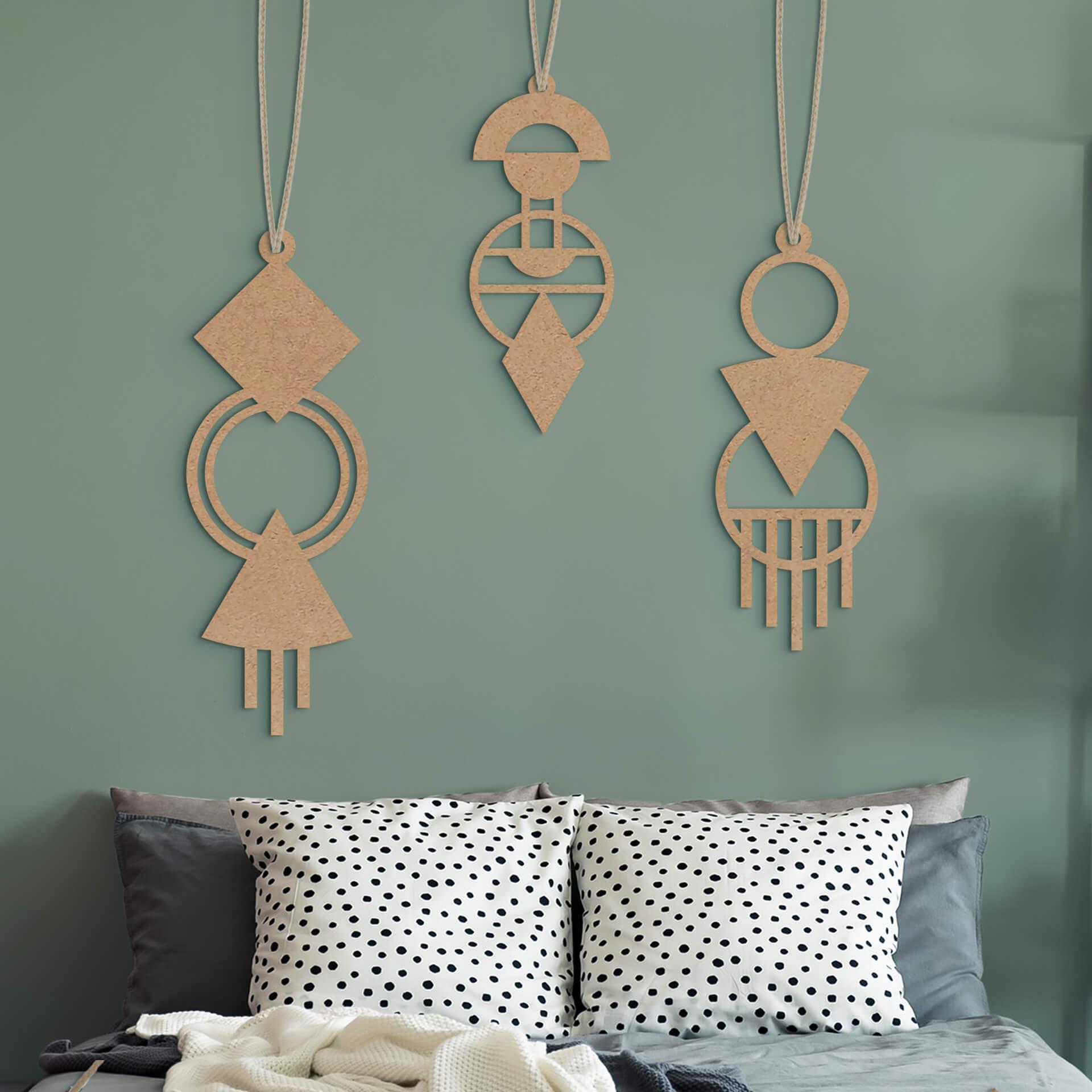 Decoración en madera Macramé - geométrico - MDF naturaleza