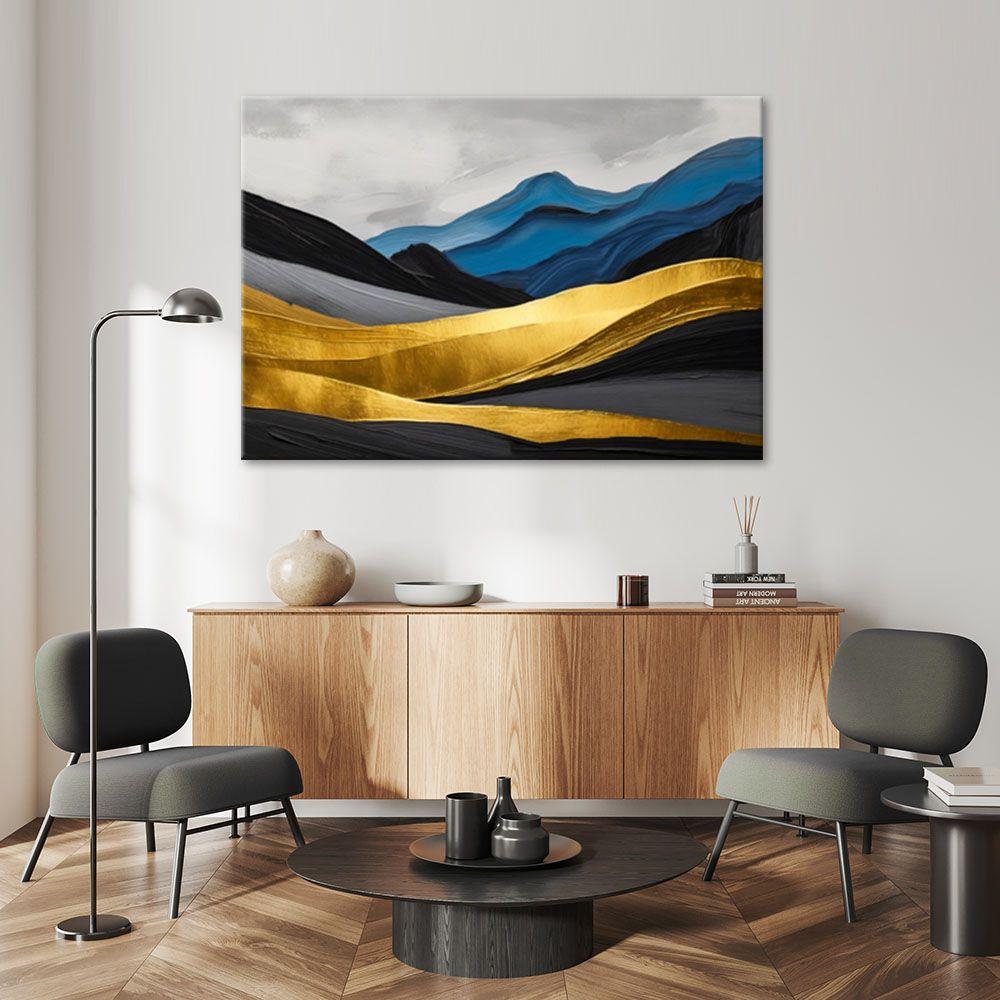 Canvasbillede, bjerge abstrakt guld glamour