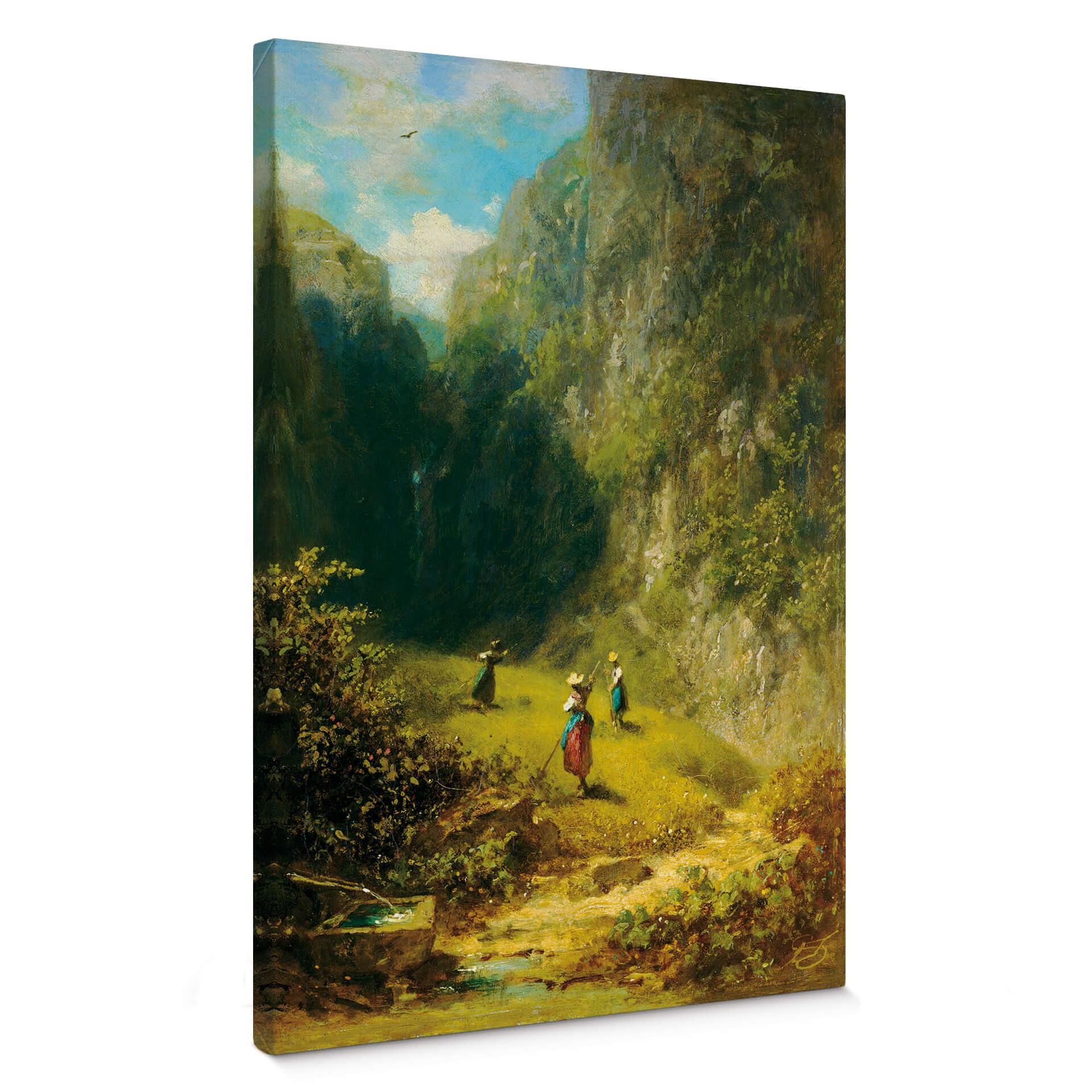 Lienzo Spitzweg - Cosecha de heno en alta montaña