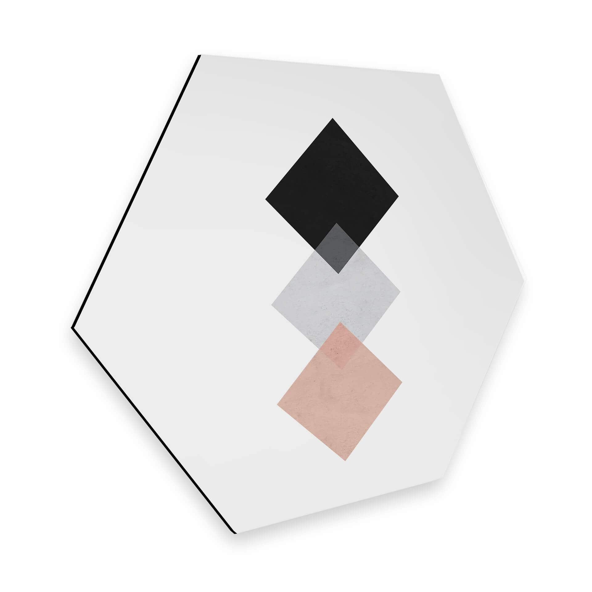 Hexagon Dibond Nouveauprints - Squares Pink