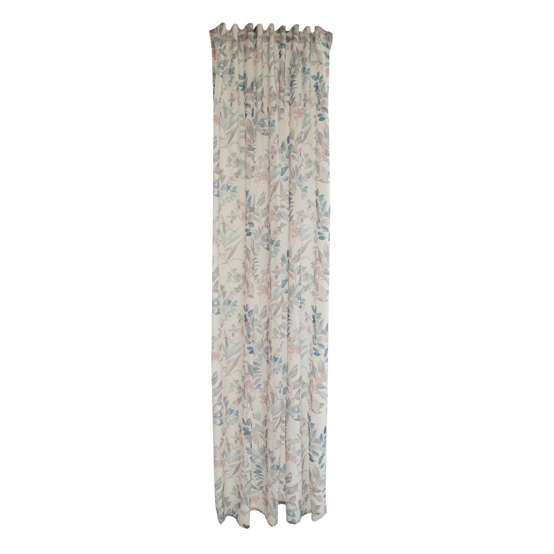 Schlaufenvorhang bleu - Vorhang mit verdeckten Schlaufen - Vorhang mit floralem Muster