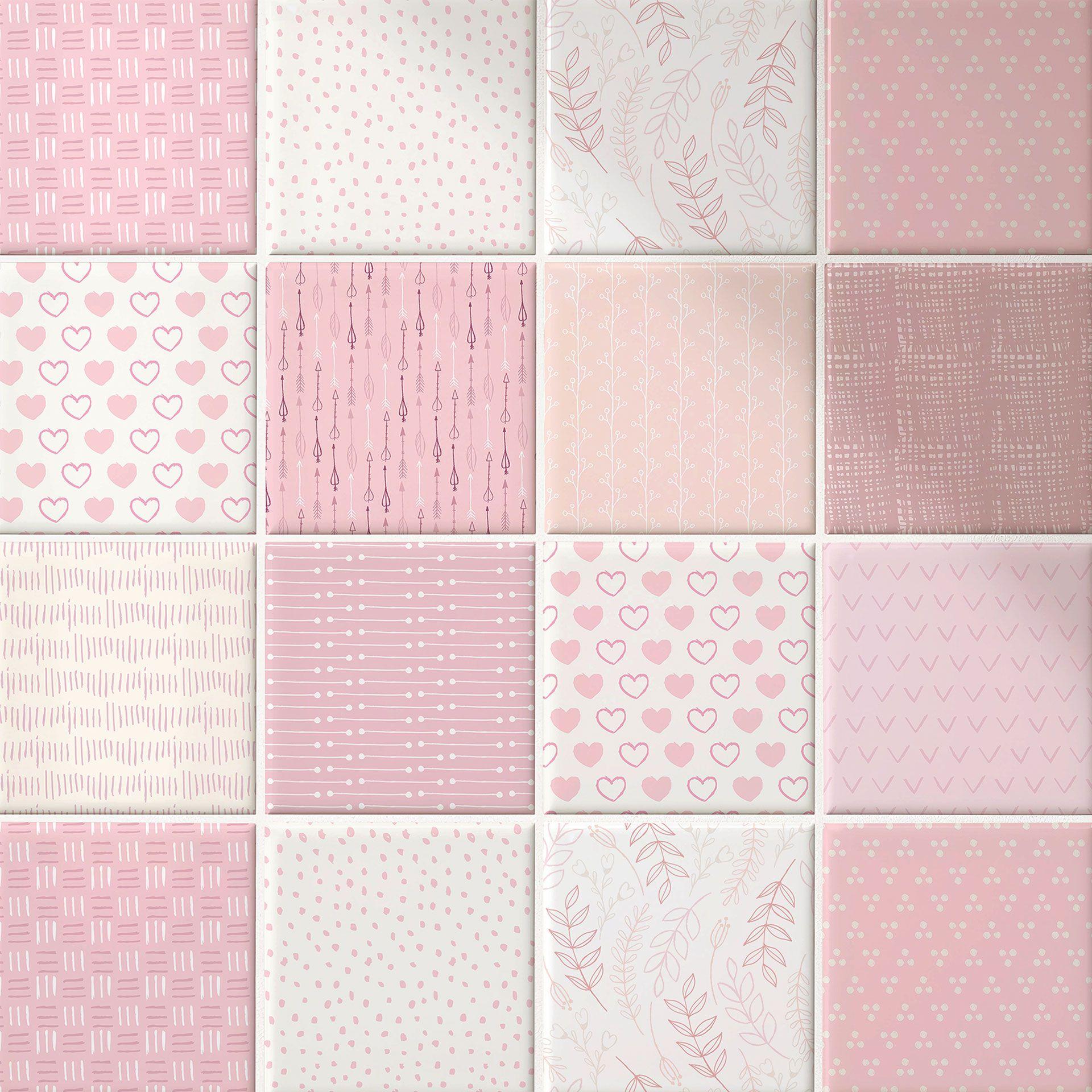 Azulejos Adhesivos Sueños de Niña en rosa - set de 12