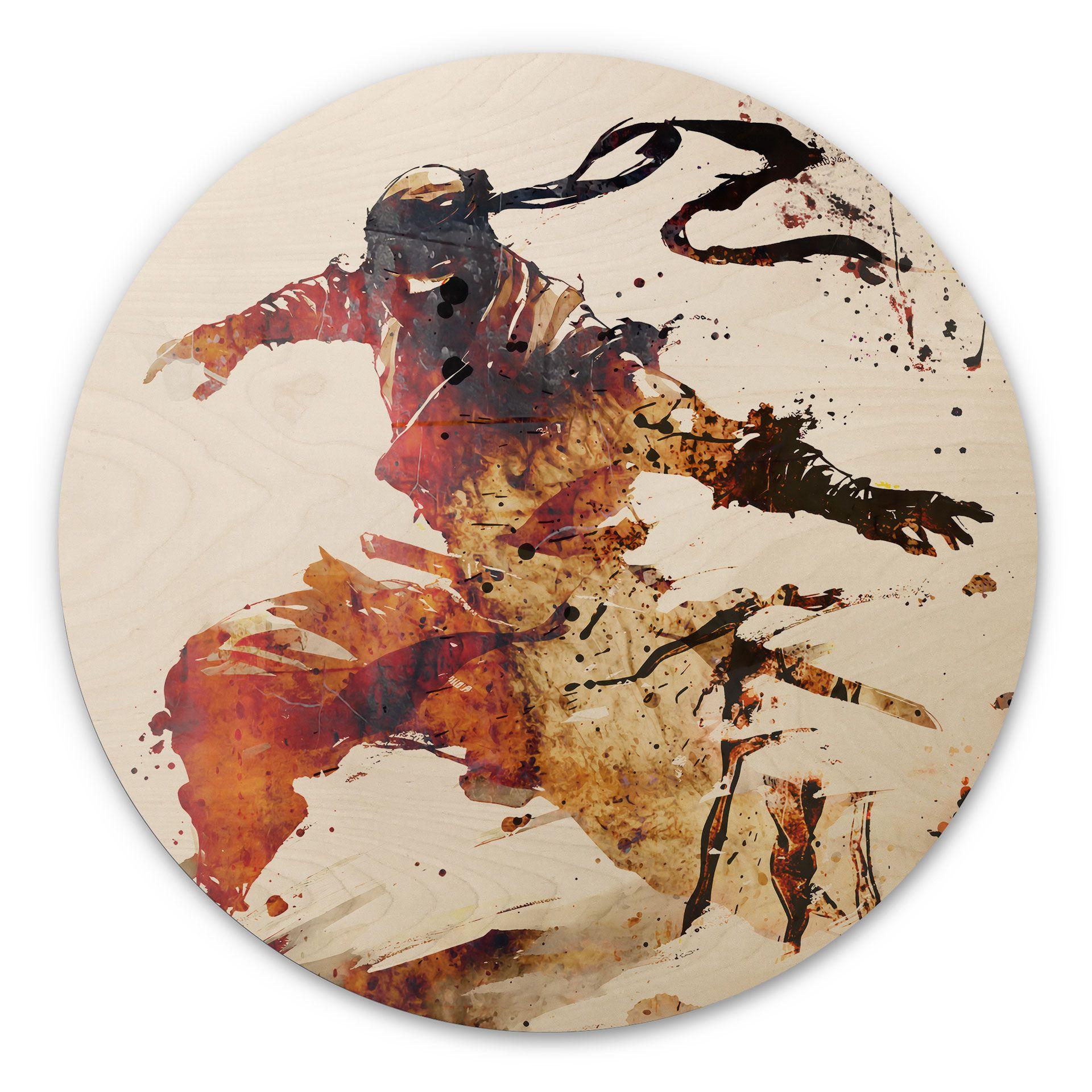 Cuadro de madera Flying Ninja - Kulik - Redondo