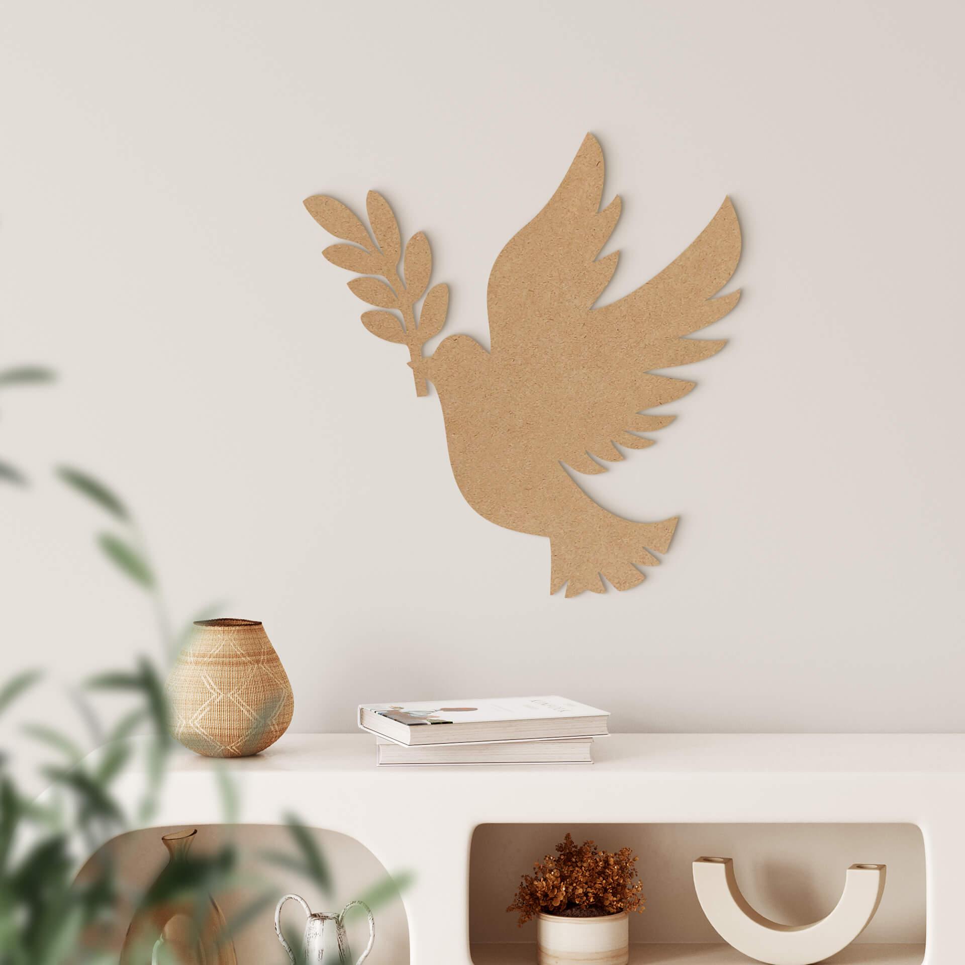 MDF Nature - Decoración en madera pájaro - Paloma de la paz