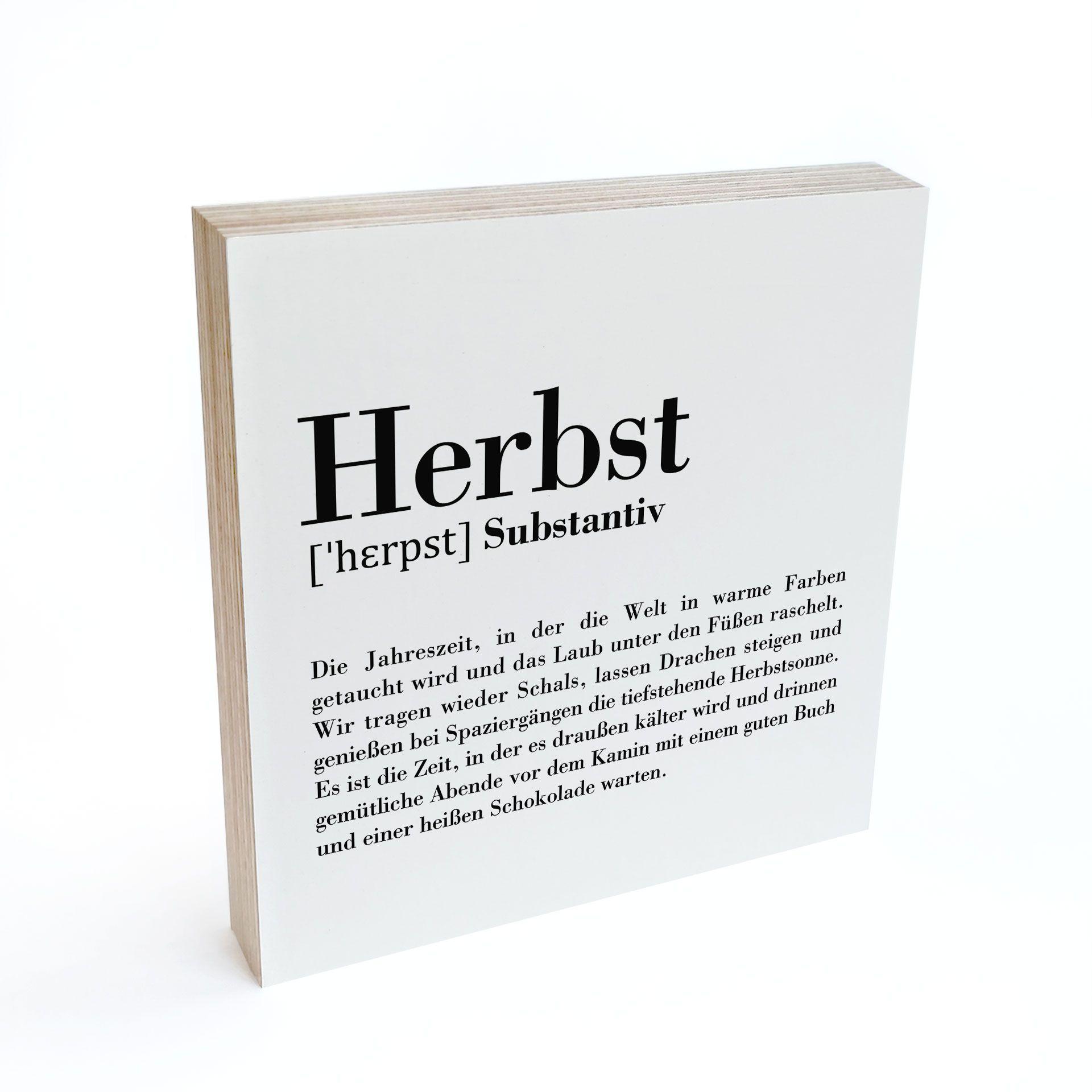 Holzbild zum Hinstellen - Grammatik - Herbst - 15x15 cm