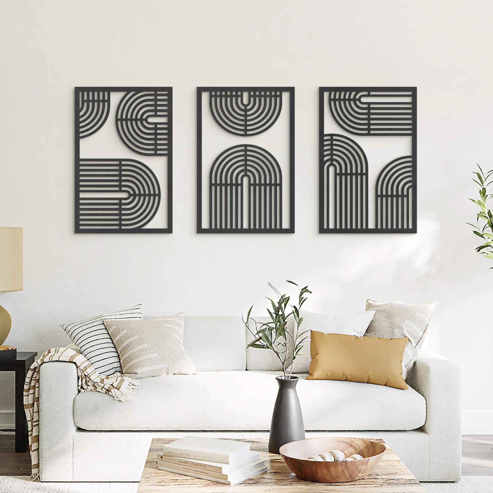 3D paneles de pared de madera arco iris - geométrica (3 piezas) - MDF